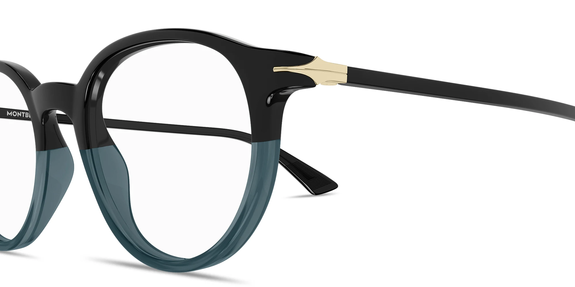 تسوق نظارات طبية دائرية بشعار الريشة الخاصة بالأقلام مونت بلانك بلون أسود وأزرق أونلاين.