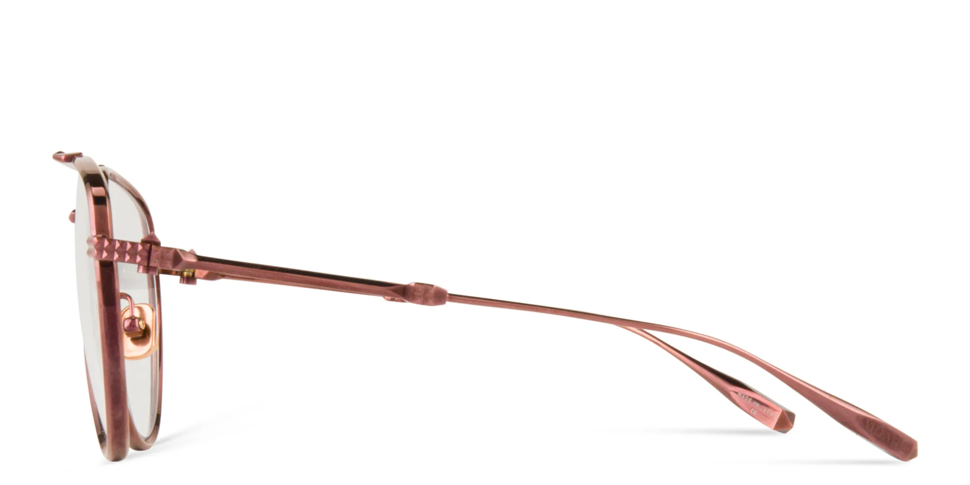 Shop VALENTINO V-Stud II Unisex Wide Aviator Eyeglasses in Rose Gold online.