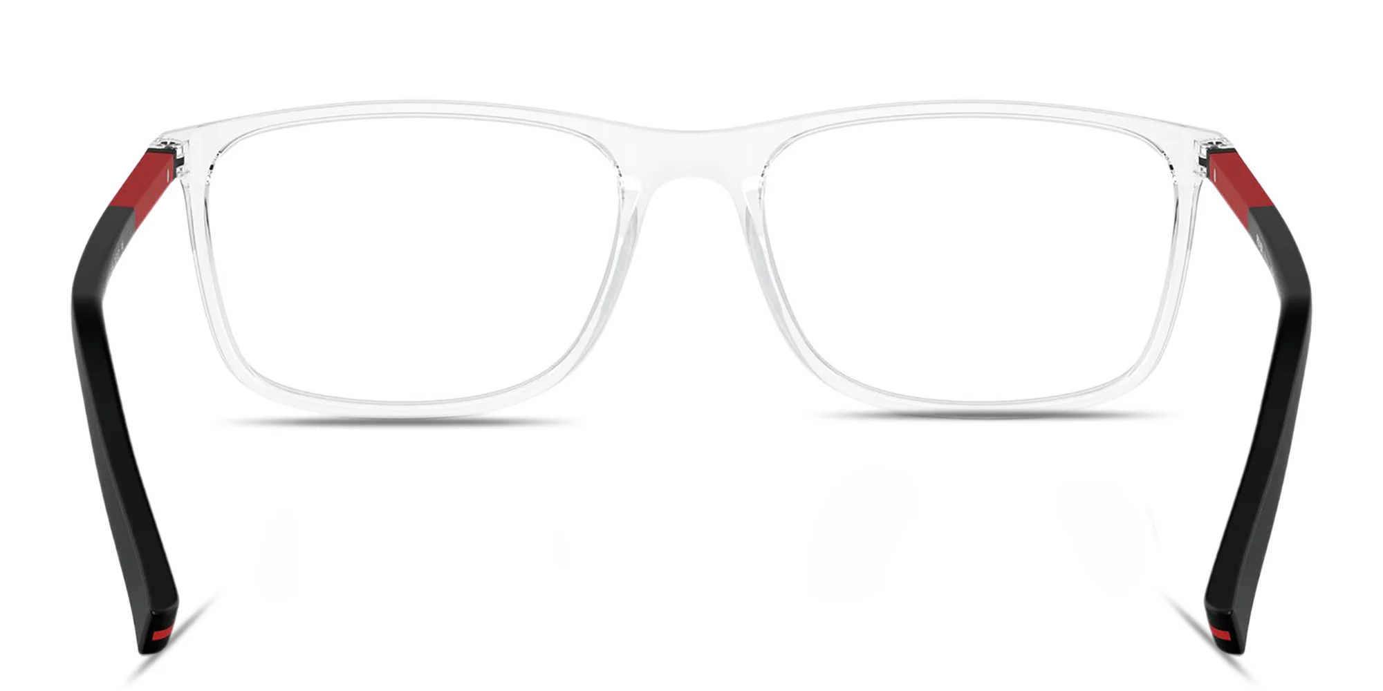 Shop PRADA Logo Lettering Wide Rectangle Eyeglasses in Crystal online.