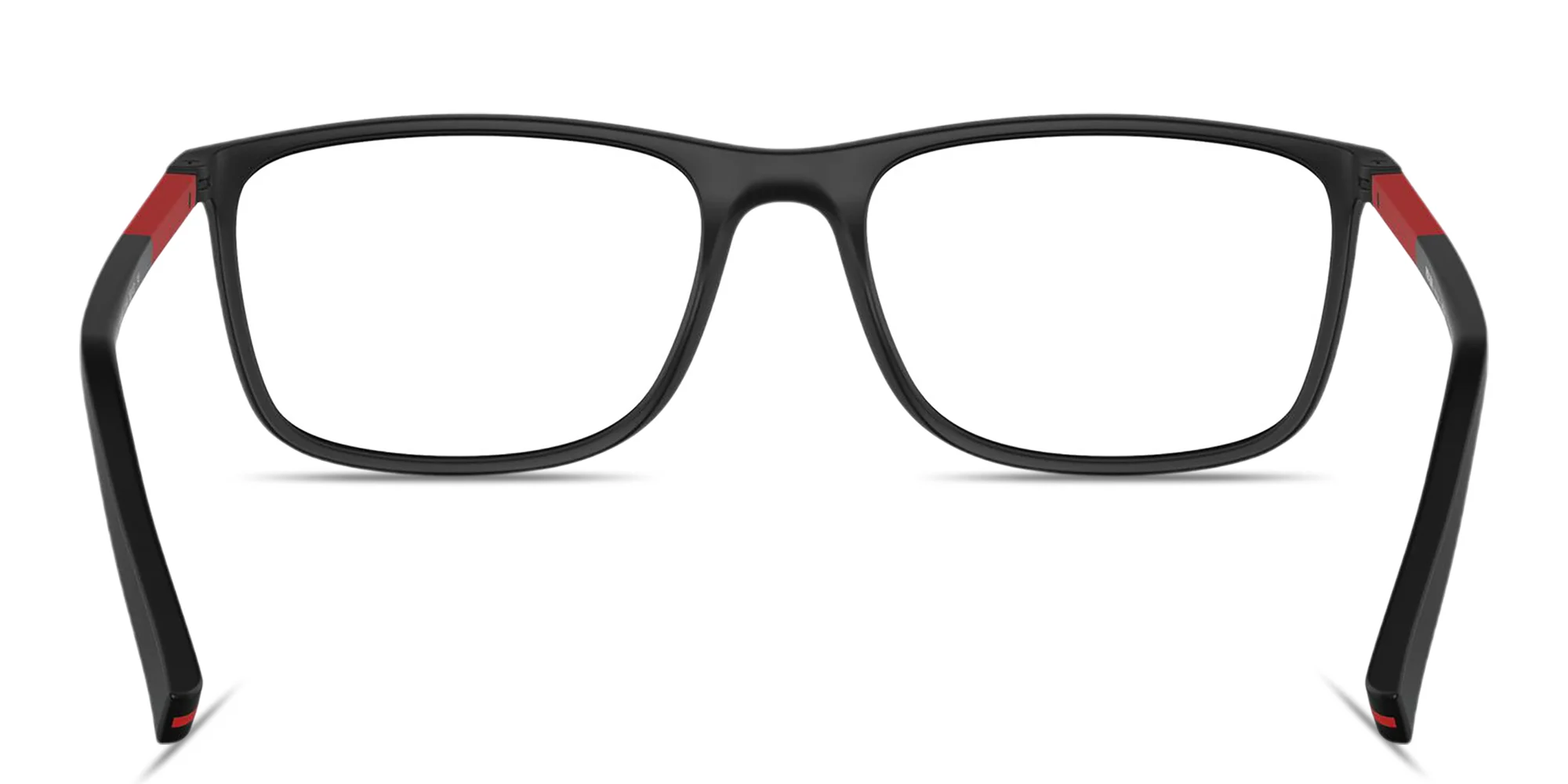Shop PRADA Logo Lettering Wide Rectangle Eyeglasses in Rubber Black online.