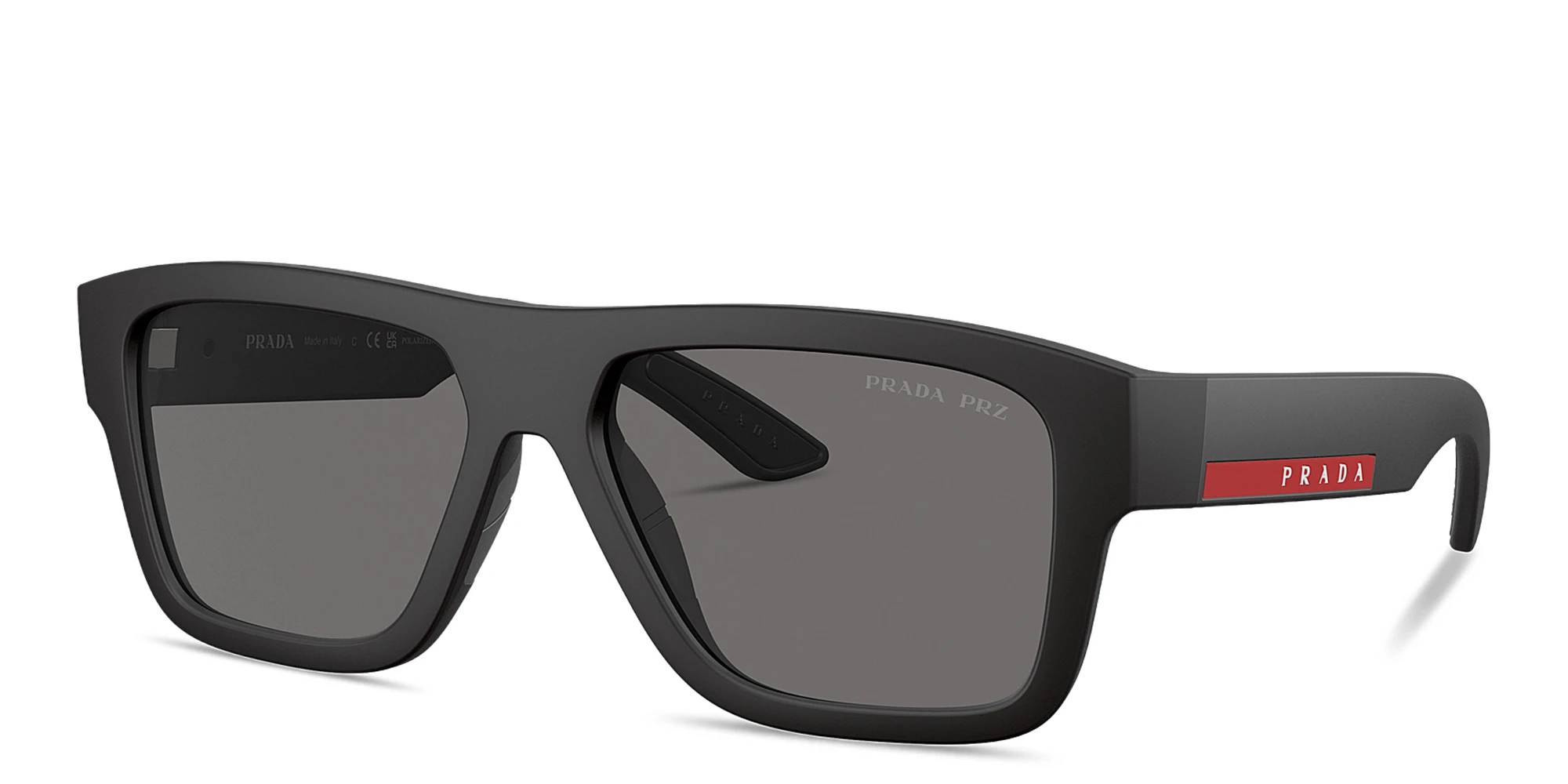 Shop Prada Linea Rossa Logo Lettering Square Sunglasses in Black online.