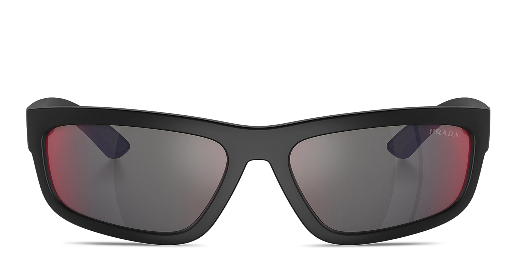 Shop Prada Linea Rossa Rectangle Sunglasses in Black online.