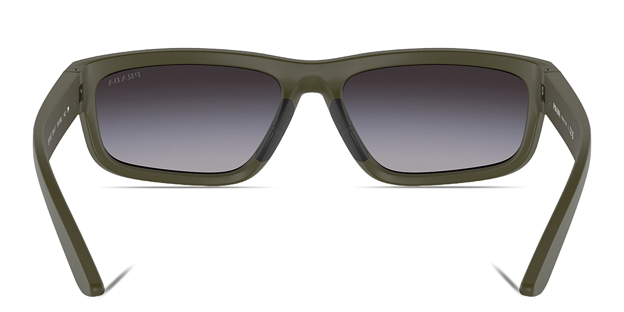 Shop Prada Linea Rossa Rectangle Sunglasses in Green online.
