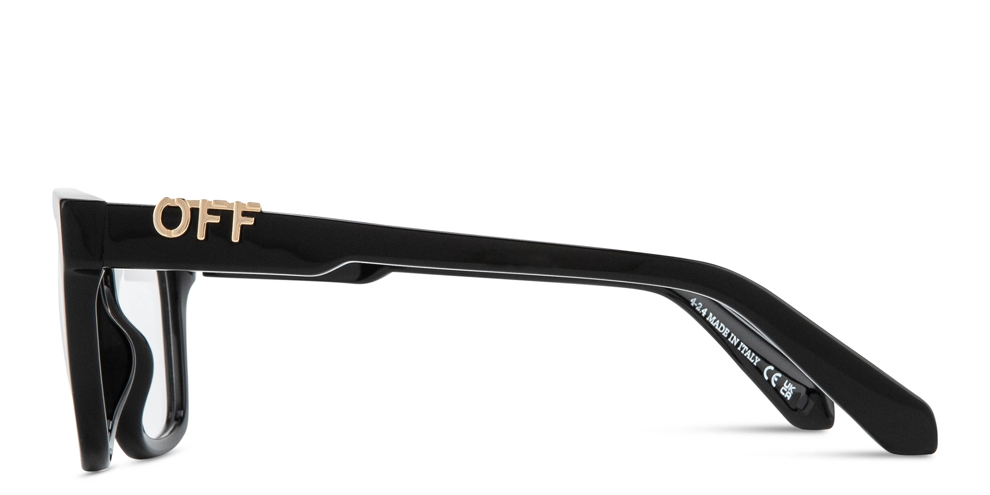 Shop OFF WHITE Metal Emblem Unisex Square Eyeglasses in Black online.