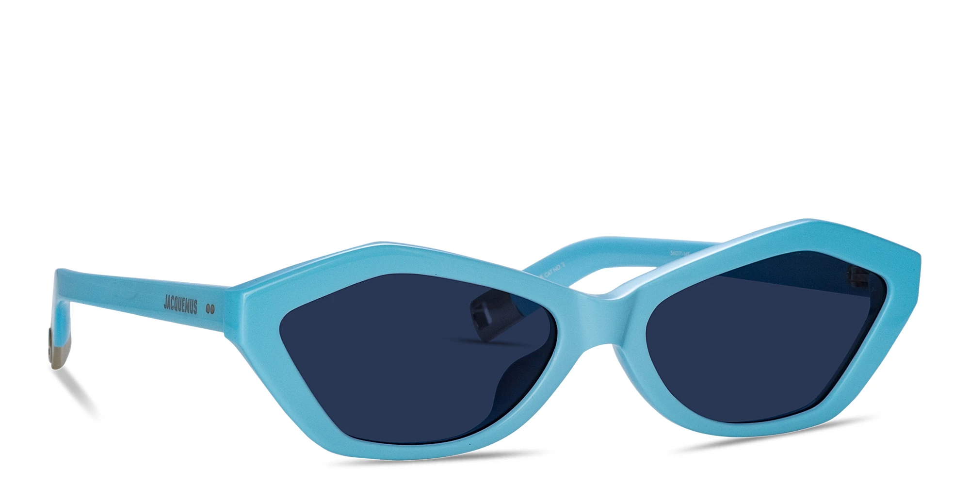 Shop JACQUEMUS Bambino Irregular Sunglasses in Blue online.