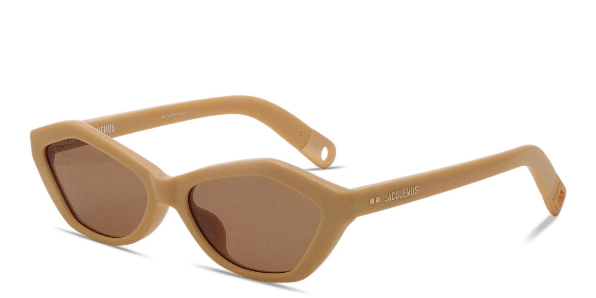 Shop JACQUEMUS Bambino Irregular Sunglasses in Caramel online.