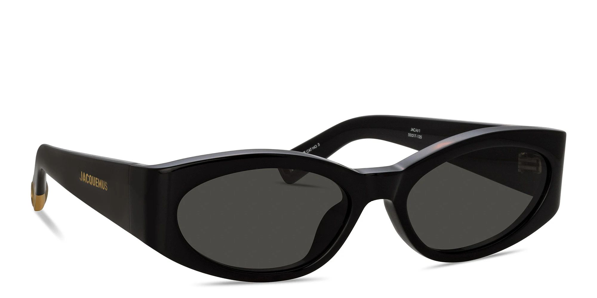 Shop JACQUEMUS Ovalo Oval Sunglasses in Black online.