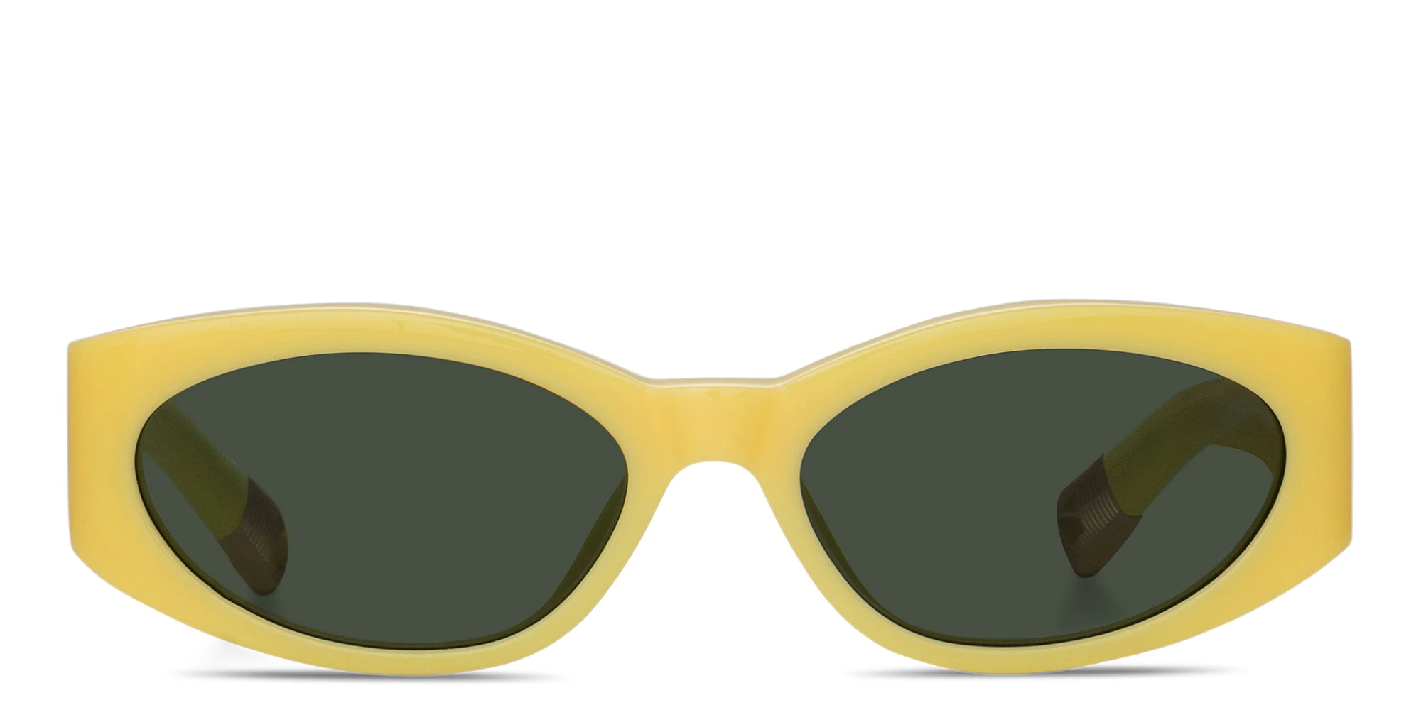 Shop JACQUEMUS Ovalo Oval Sunglasses in Yellow online.
