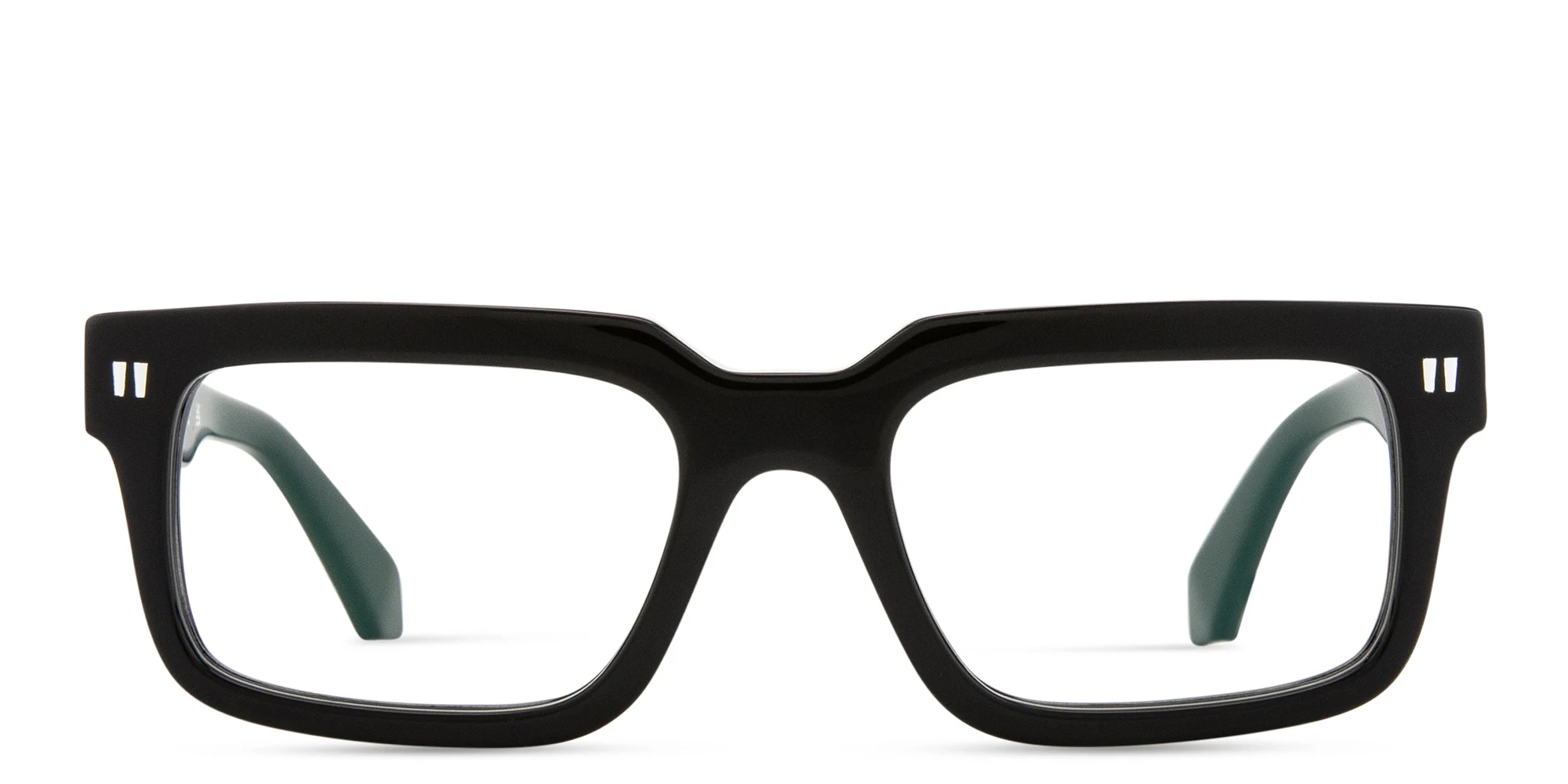 Shop OFF WHITE Clip-On Unisex Rectangle Eyeglasses in Black online.