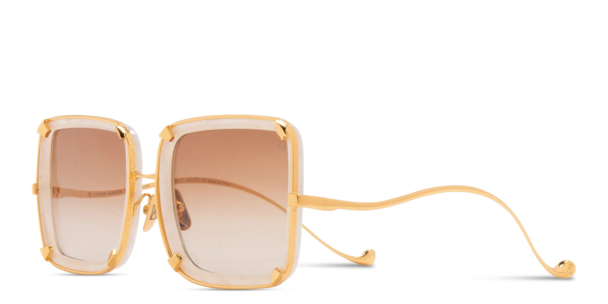Shop ANNA KARIN KARLSSON White Moon Limited 5th Edition Oversized Square Sunglasses in Gold & White online.
