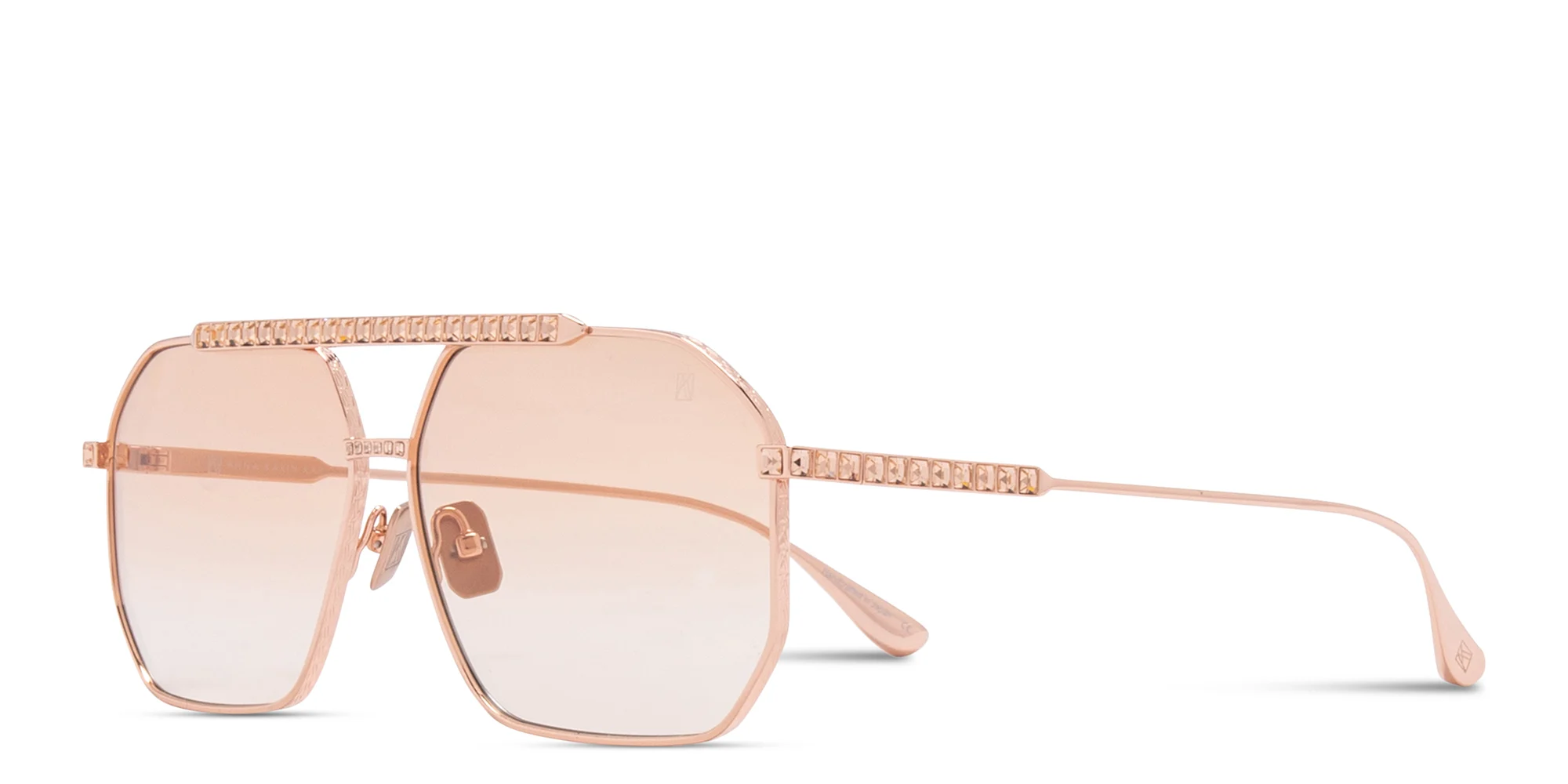 Shop ANNA KARIN KARLSSON Le Boss Limited Edition Unisex Aviator Sunglasses in Rose Gold online.