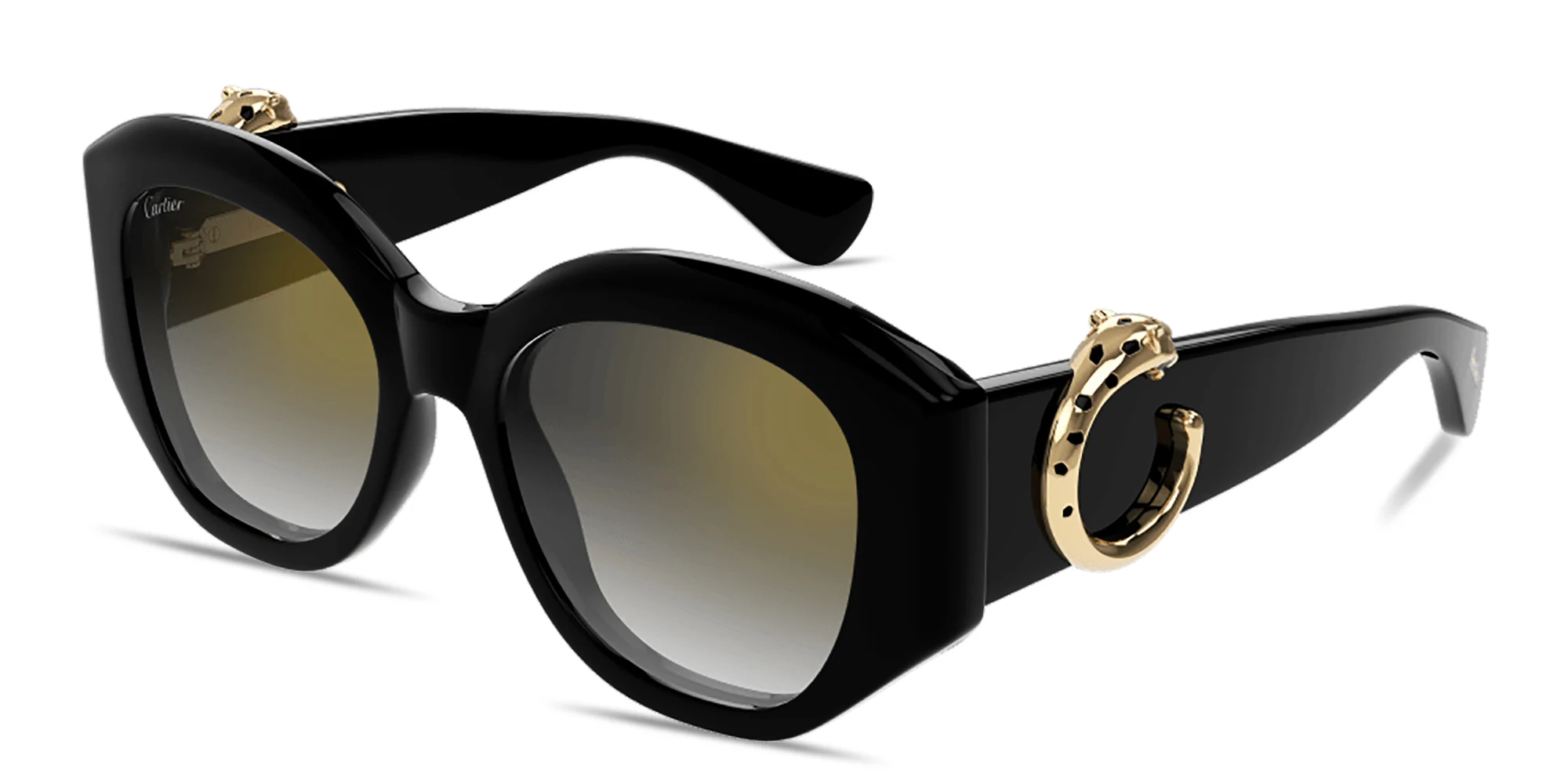 Shop Cartier Panthère de Cartier Butterfly Sunglasses in Black online.