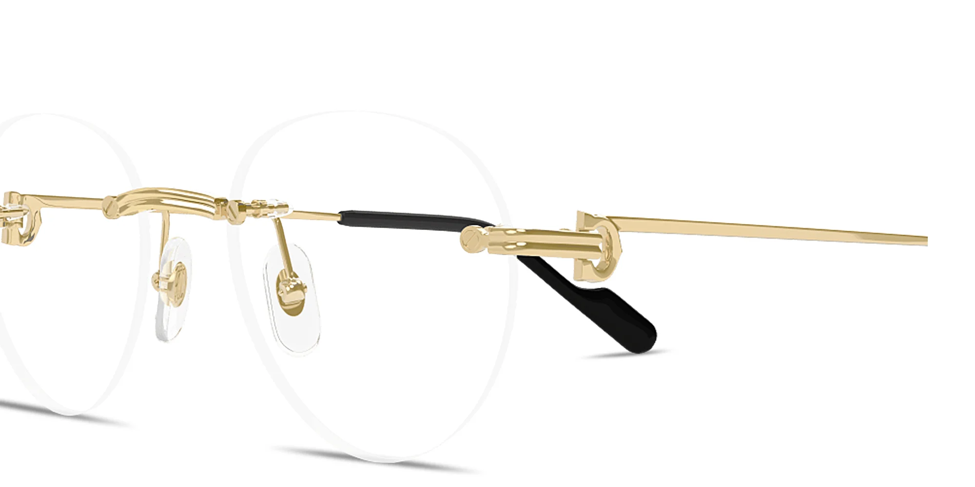 Shop Cartier Première de Cartier Rimless Panthos Eyeglasses in Gold online.