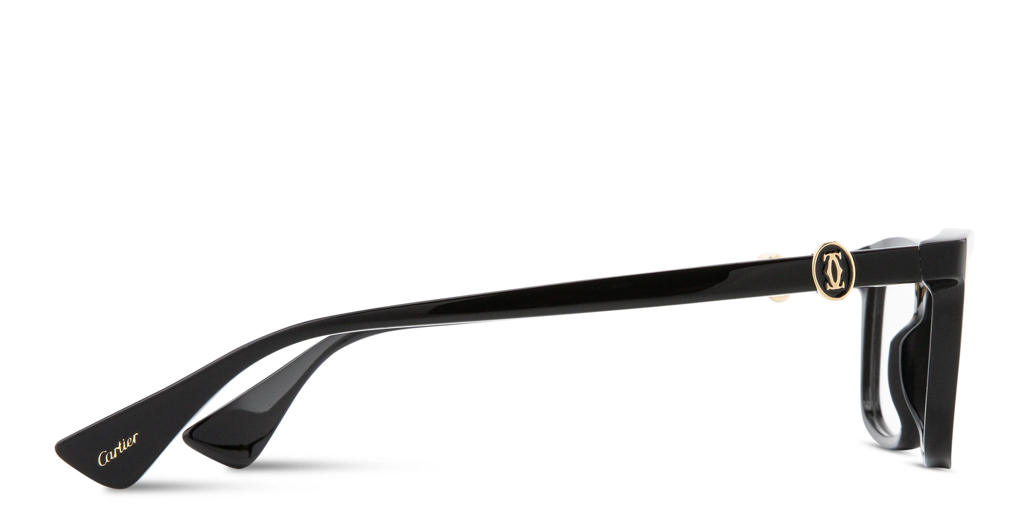 Shop Cartier Signature C de Cartier Rectangle Eyeglasses in Black online.