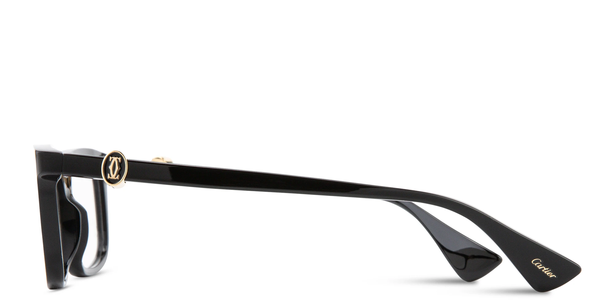 Shop Cartier Signature C de Cartier Rectangle Eyeglasses in Black online.