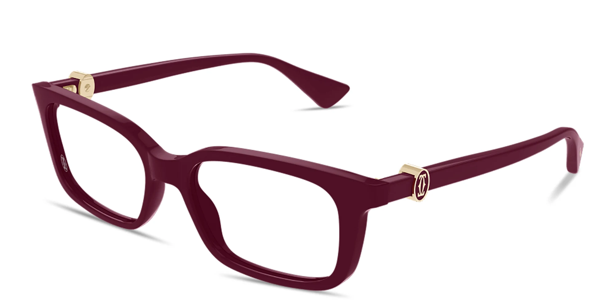 Shop Cartier Signature C de Cartier Rectangle Eyeglasses in Burgundy online.
