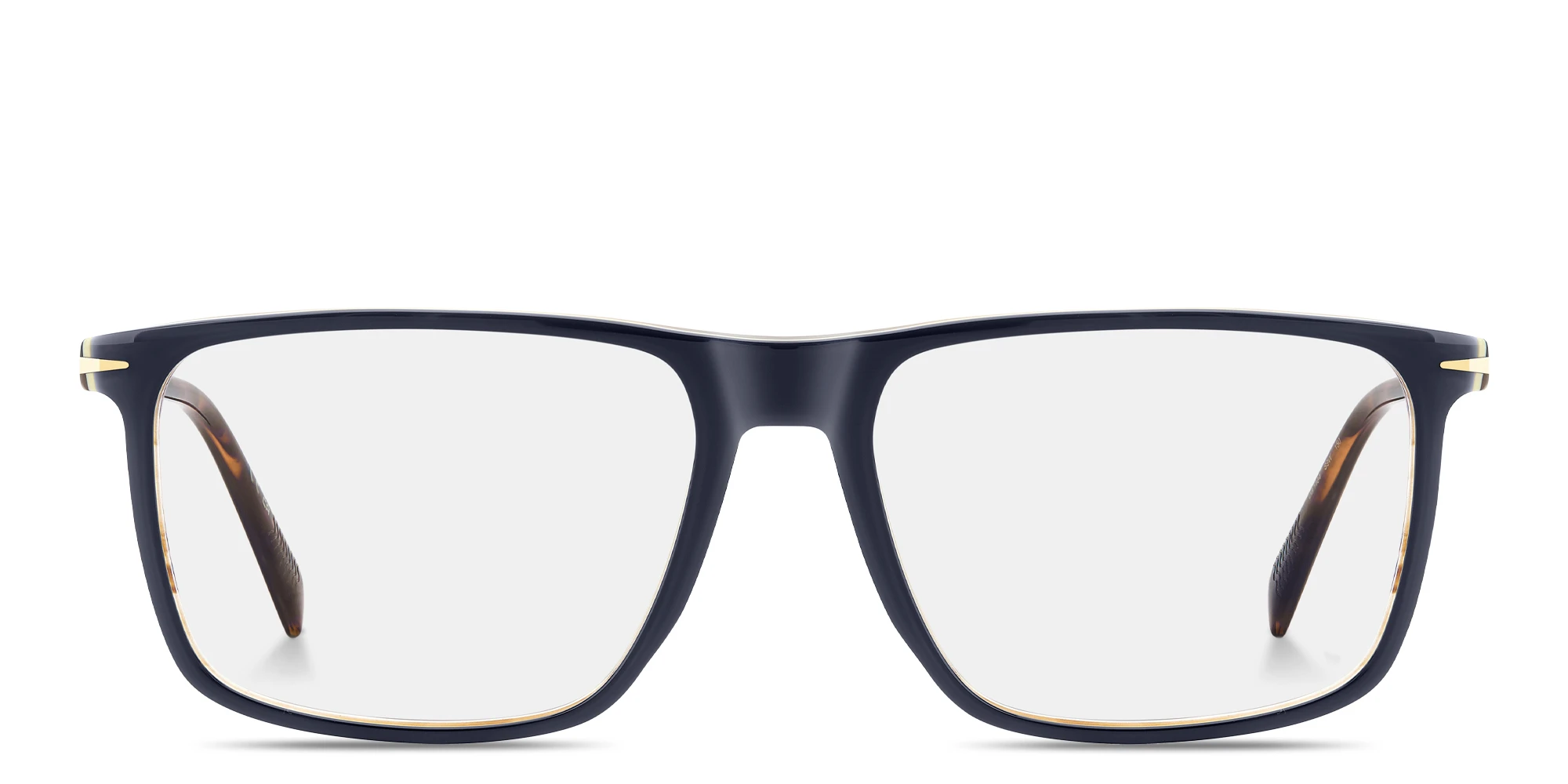 Shop DAVID BECKHAM Talisman Wide Rectangle Eyeglasses in Blue online.