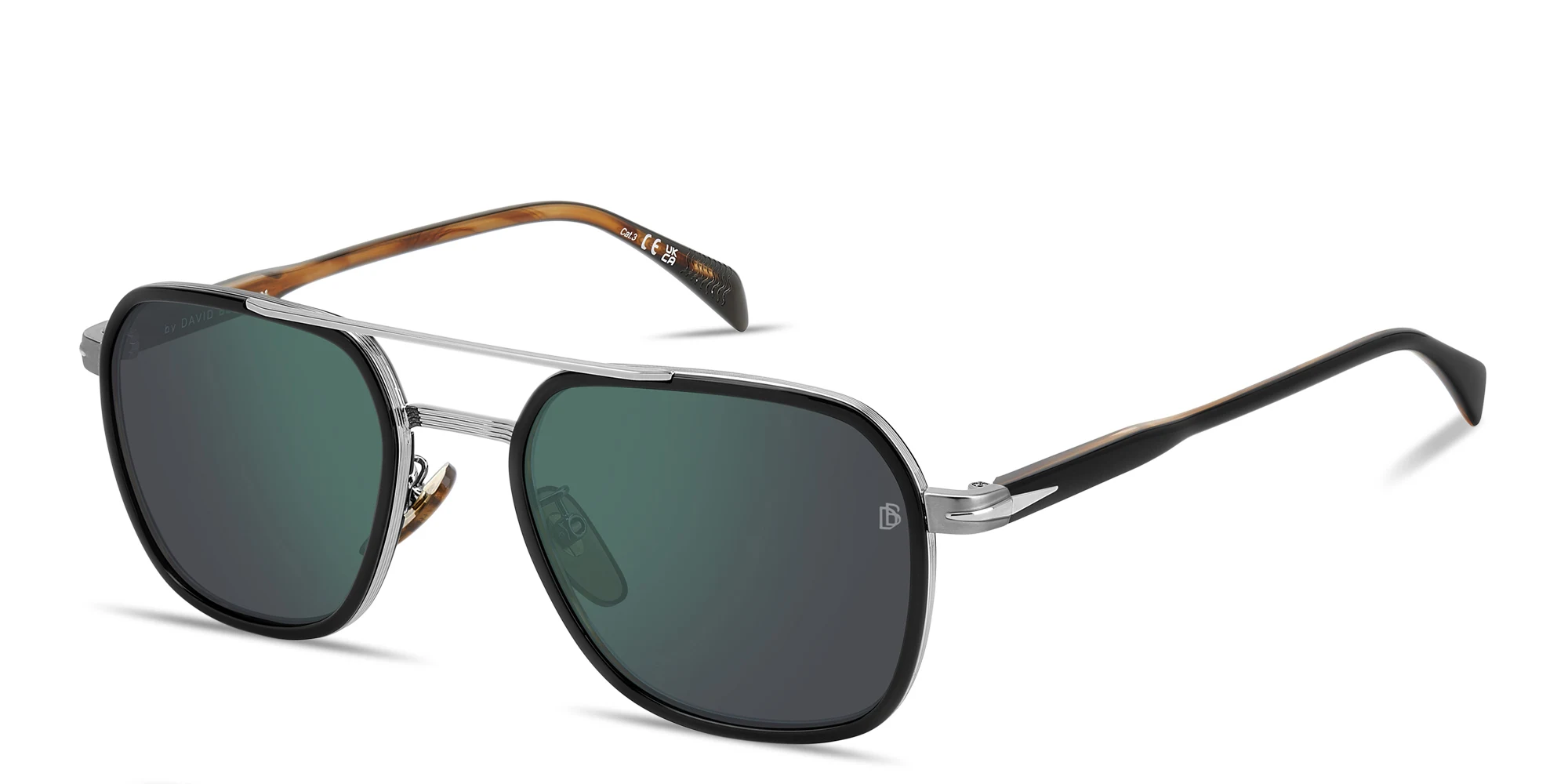 Shop DAVID BECKHAM Talisman Square Sunglasses in Black online.