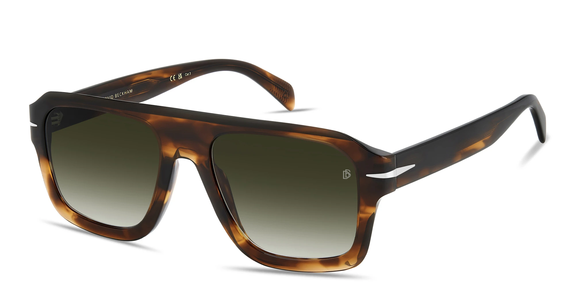 Shop DAVID BECKHAM Flat Top Square Sunglasses in Brown Horn online.
