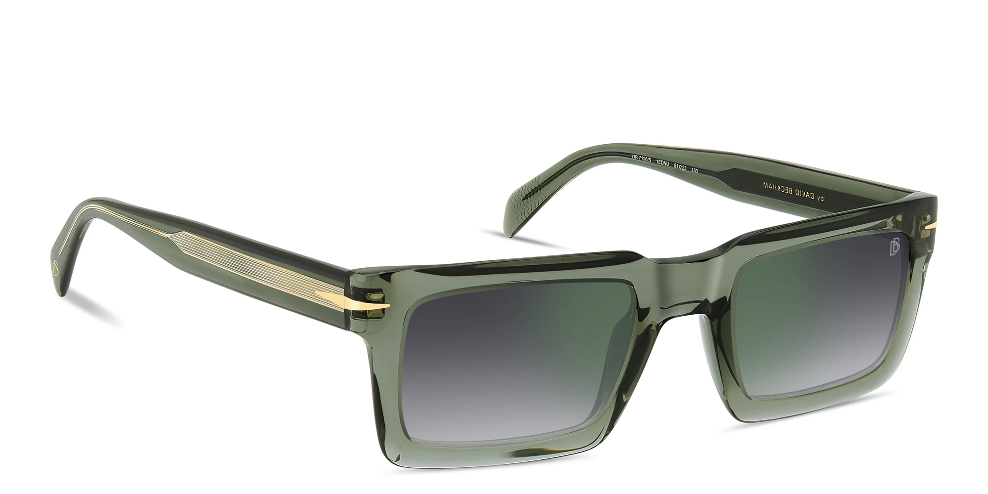 Shop DAVID BECKHAM Talisman Rectangle Sunglasses in Green online.