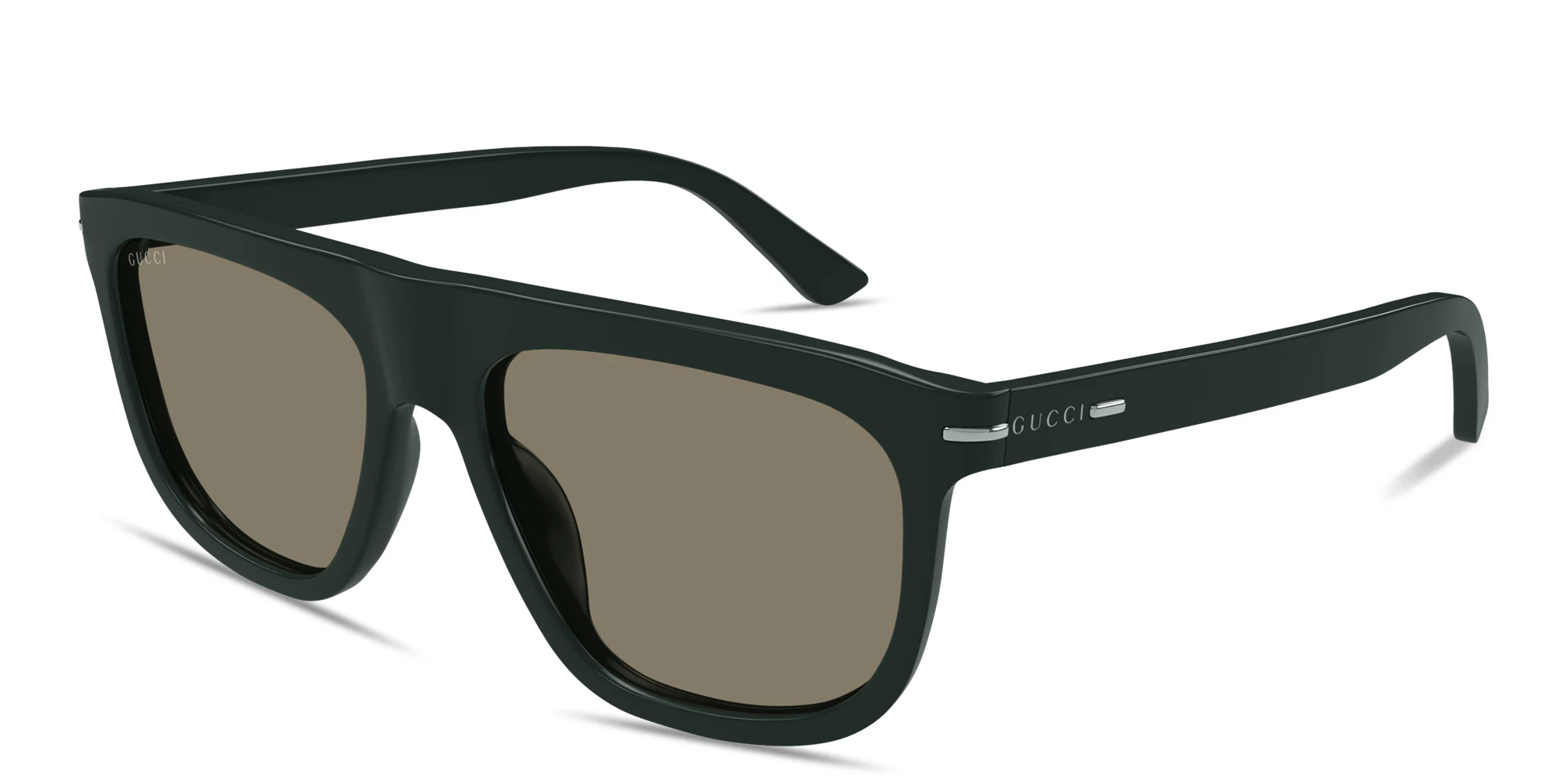Shop GUCCI Logo Signature Square Sunglasses in Green online.