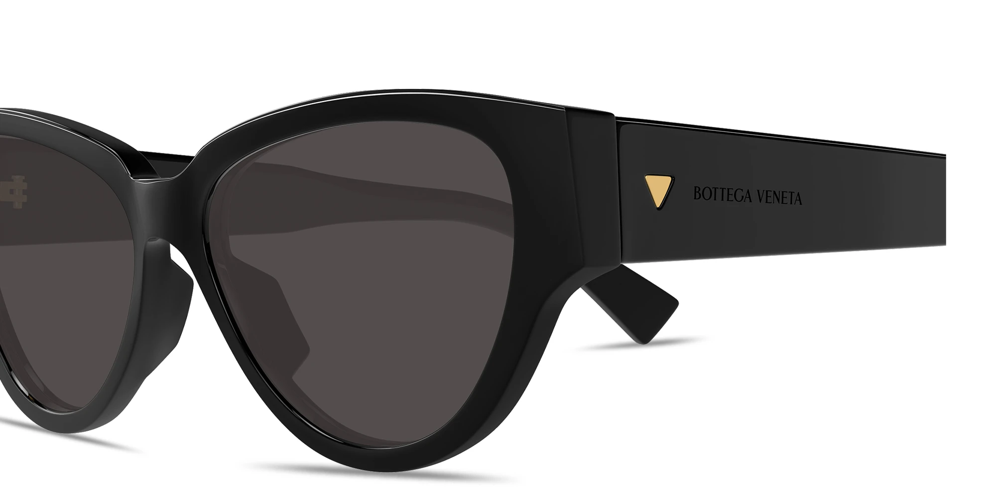 Shop BOTTEGA VENETA Bold Triangle Stud Cat-Eye Sunglasses in Black online.