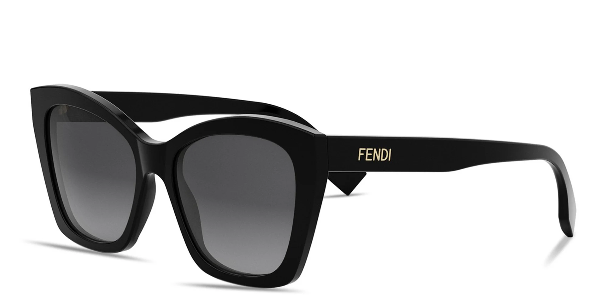 Shop FENDI Lettering Black Square Sunglasses in Black online.