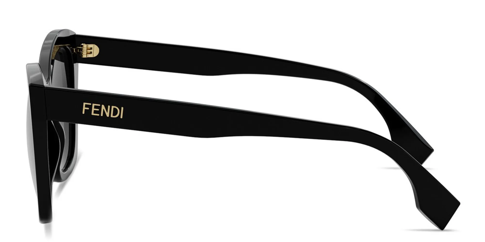Shop FENDI Lettering Black Square Sunglasses in Black online.