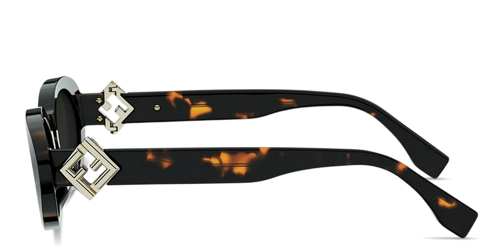 Shop FENDI FF Diamonds Oval Sunglasses in Dark Havana online.