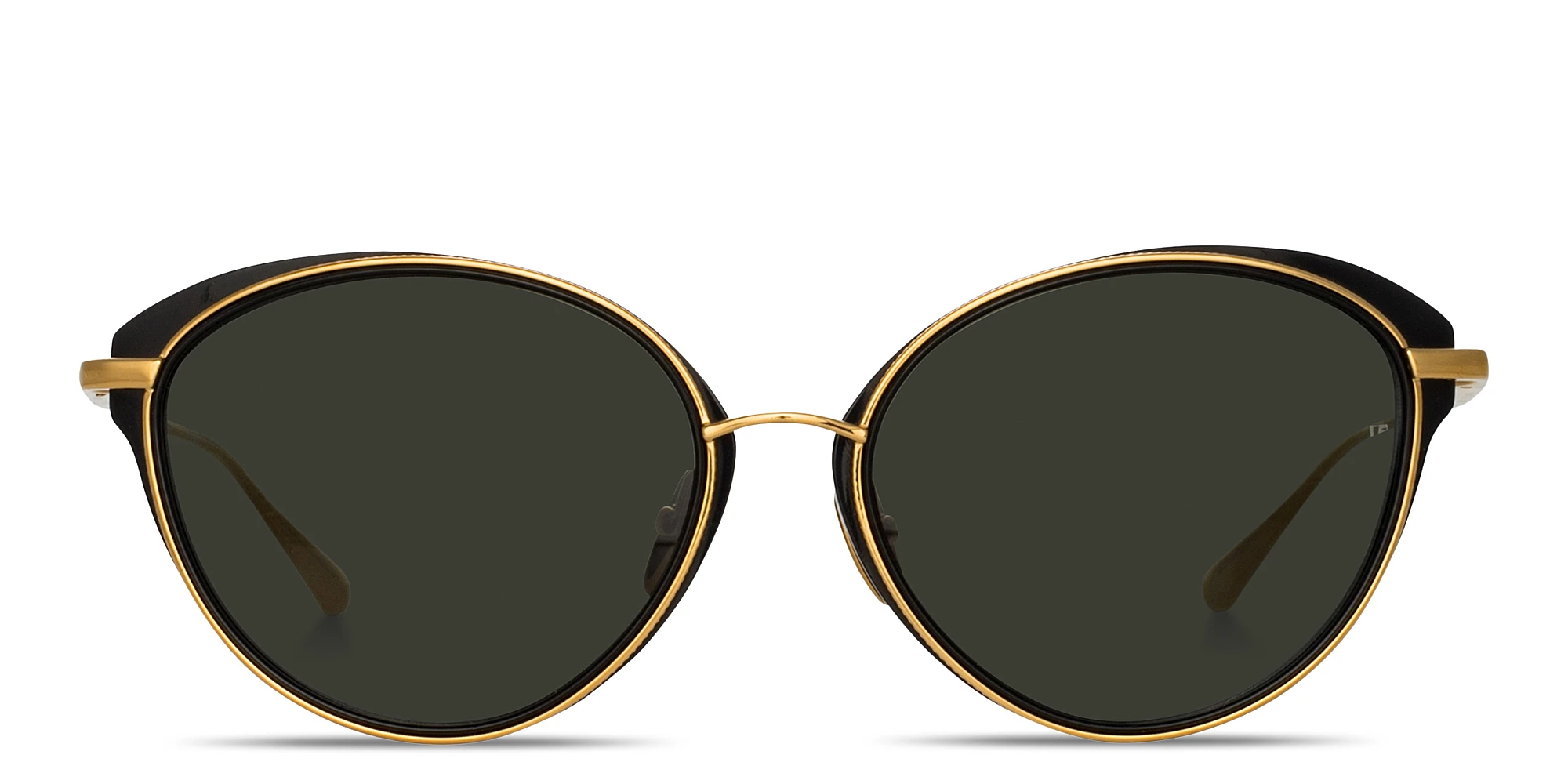 Shop LINDA FARROW Song Cat-Eye Sunglasses in Black Gold online.