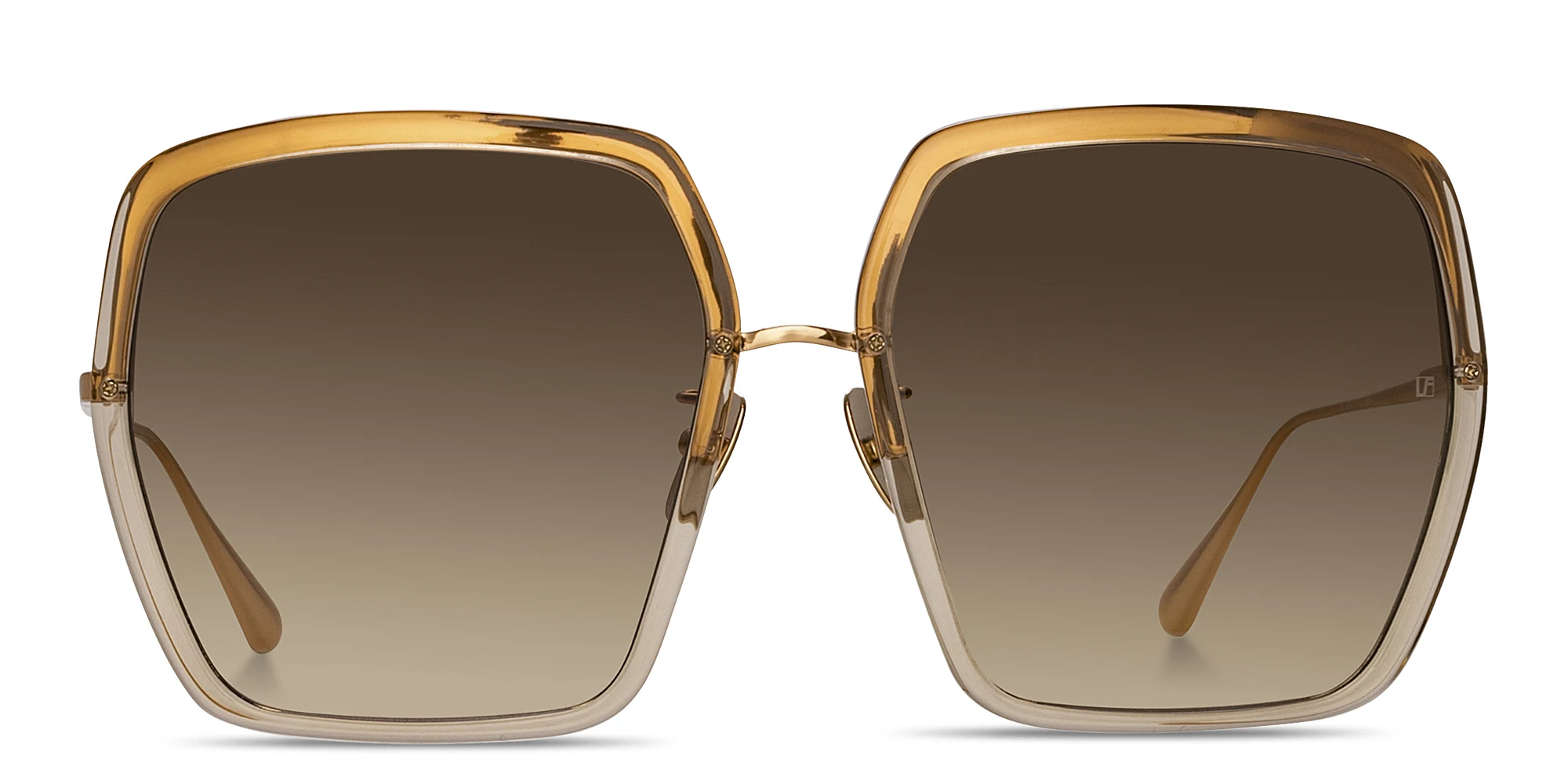 Shop LINDA FARROW Syan Oversized Square Sunglasses in Transparent Brown online.