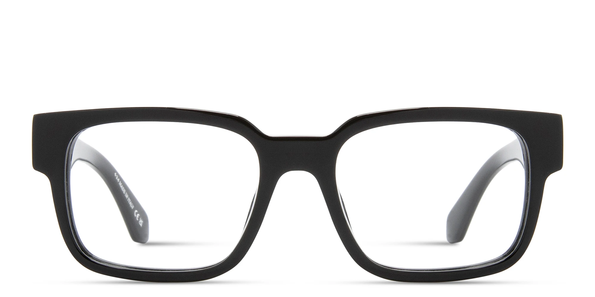 Shop OFF WHITE Logo Signature Unisex Square Eyeglasses in Black online.