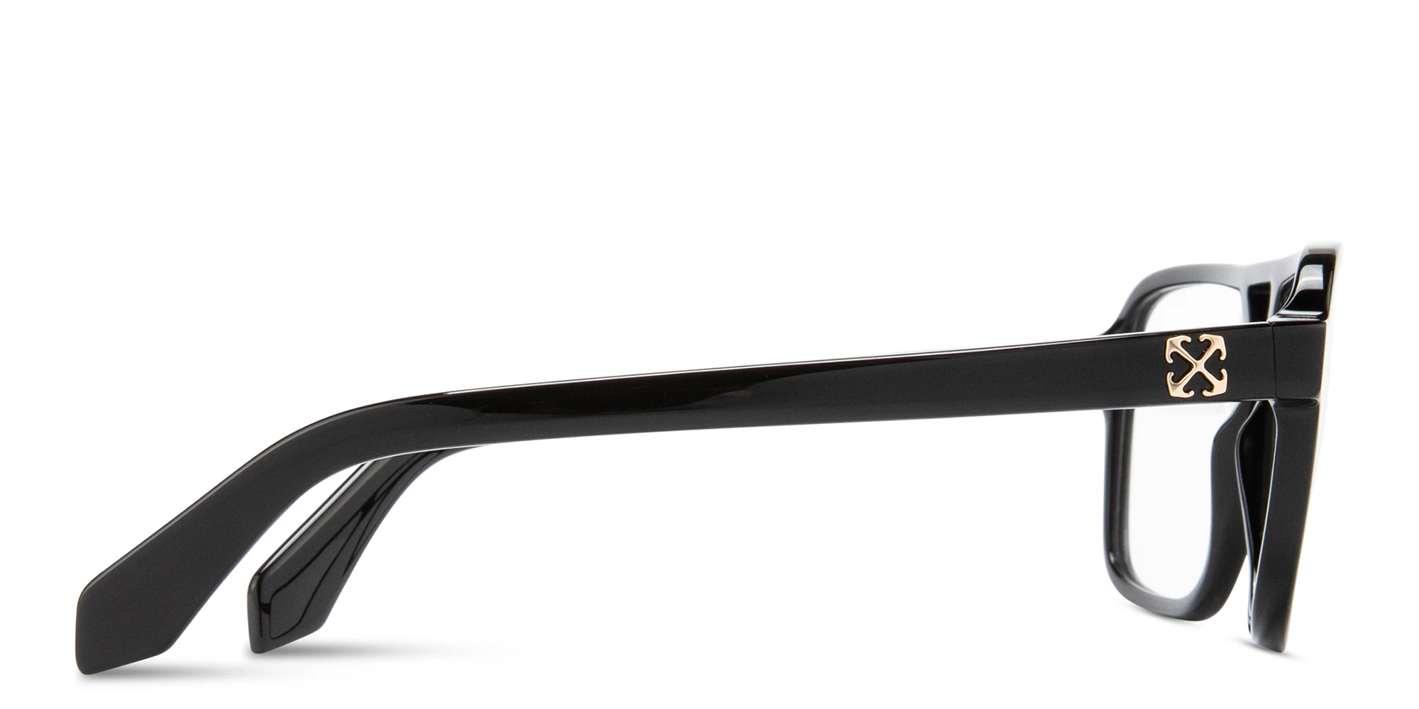 Shop OFF WHITE Arrows Logo Unisex Wide Aviator Eyeglasses in Black online.