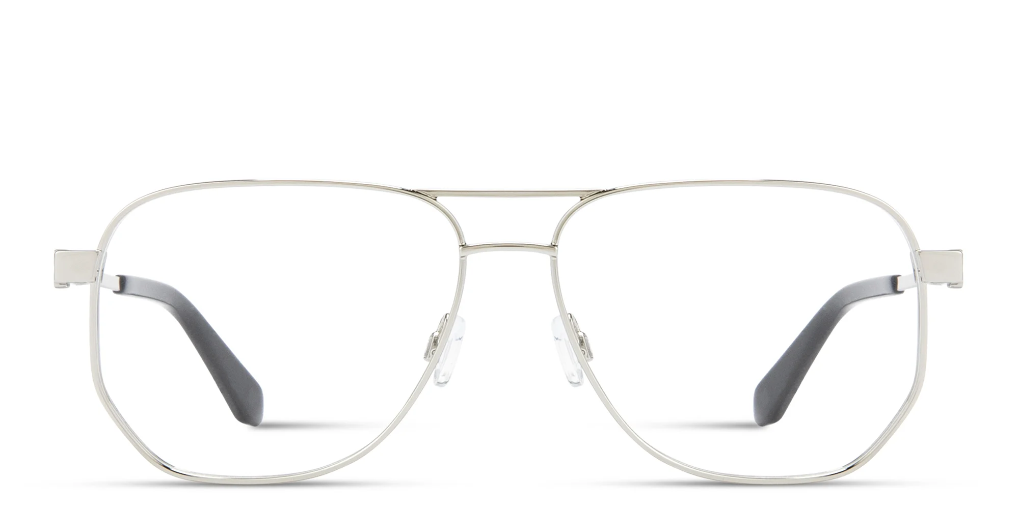 Shop OFF WHITE Arrows Logo Unisex Wide Aviator Eyeglasses in Silver online.