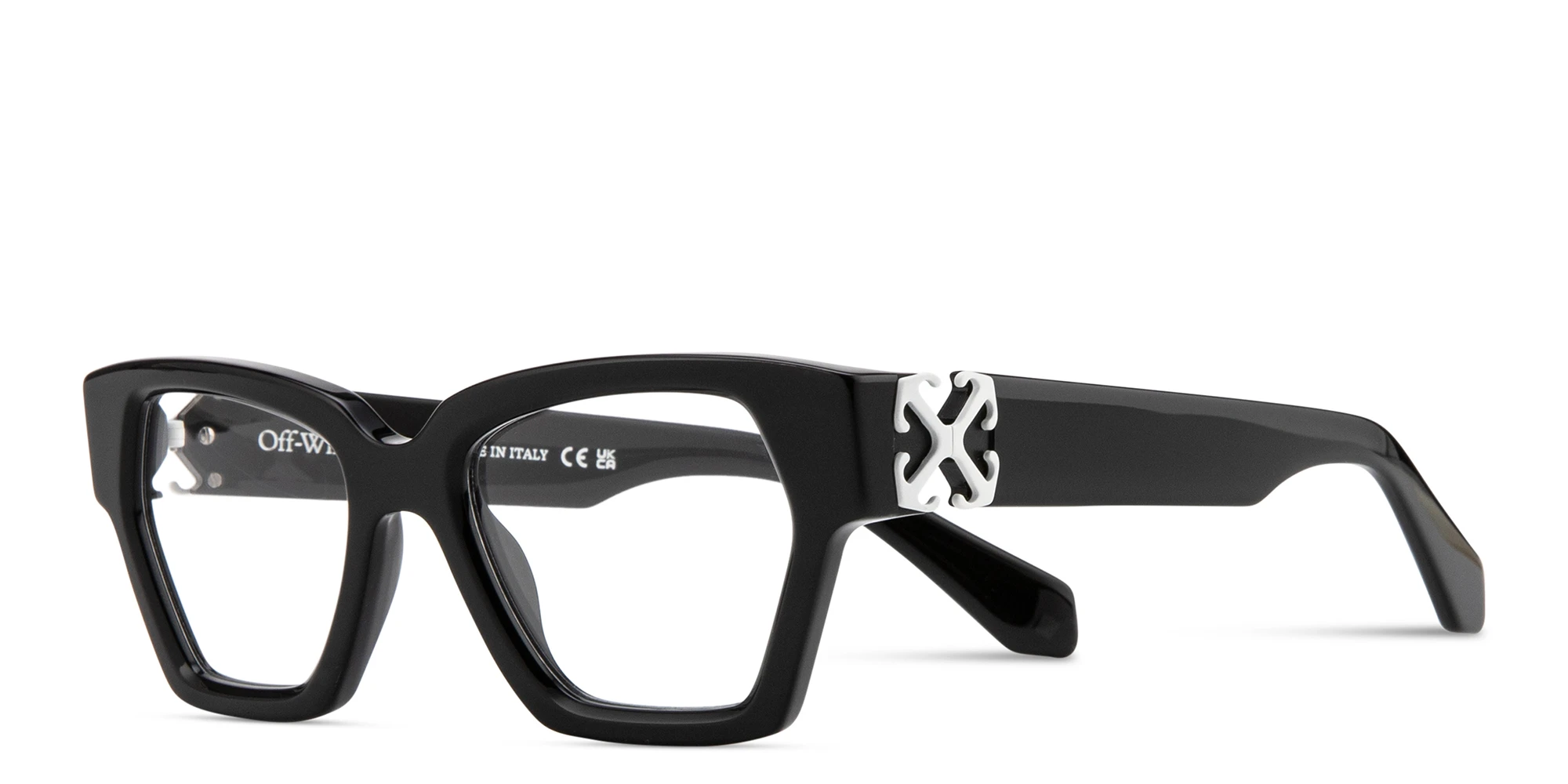 Shop OFF WHITE Arrows Logo Unisex Cat-Eye Eyeglasses in Black online.