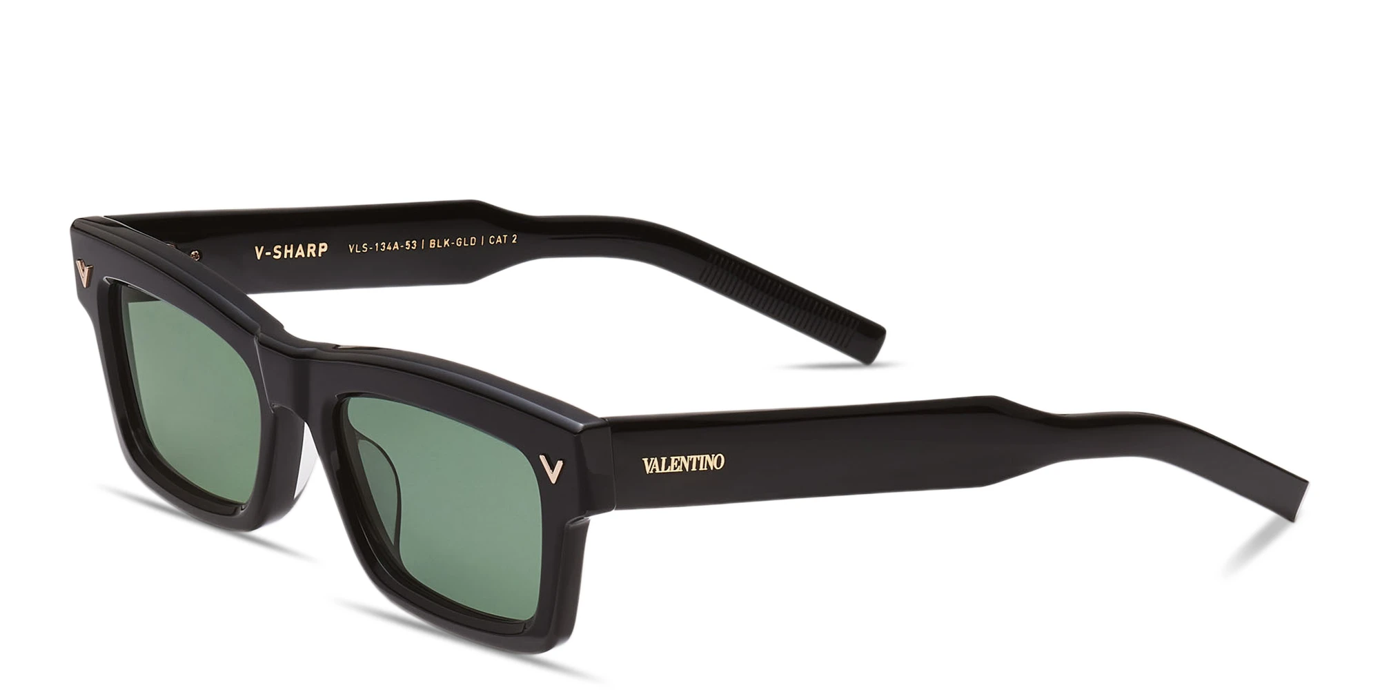 Shop VALENTINO V-Sharp Unisex Rectangle Sunglasses in Black online.