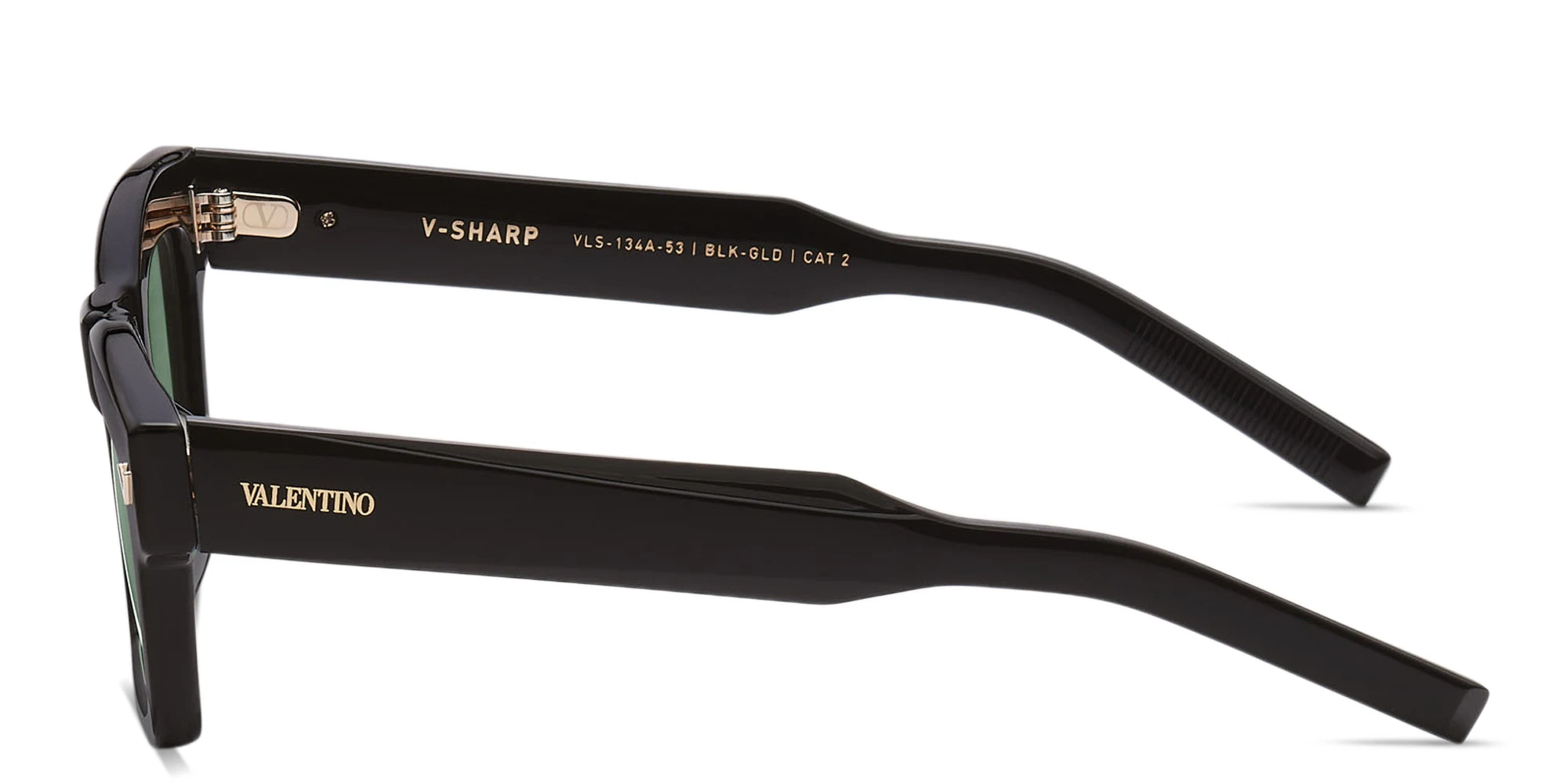 Shop VALENTINO V-Sharp Unisex Rectangle Sunglasses in Black online.