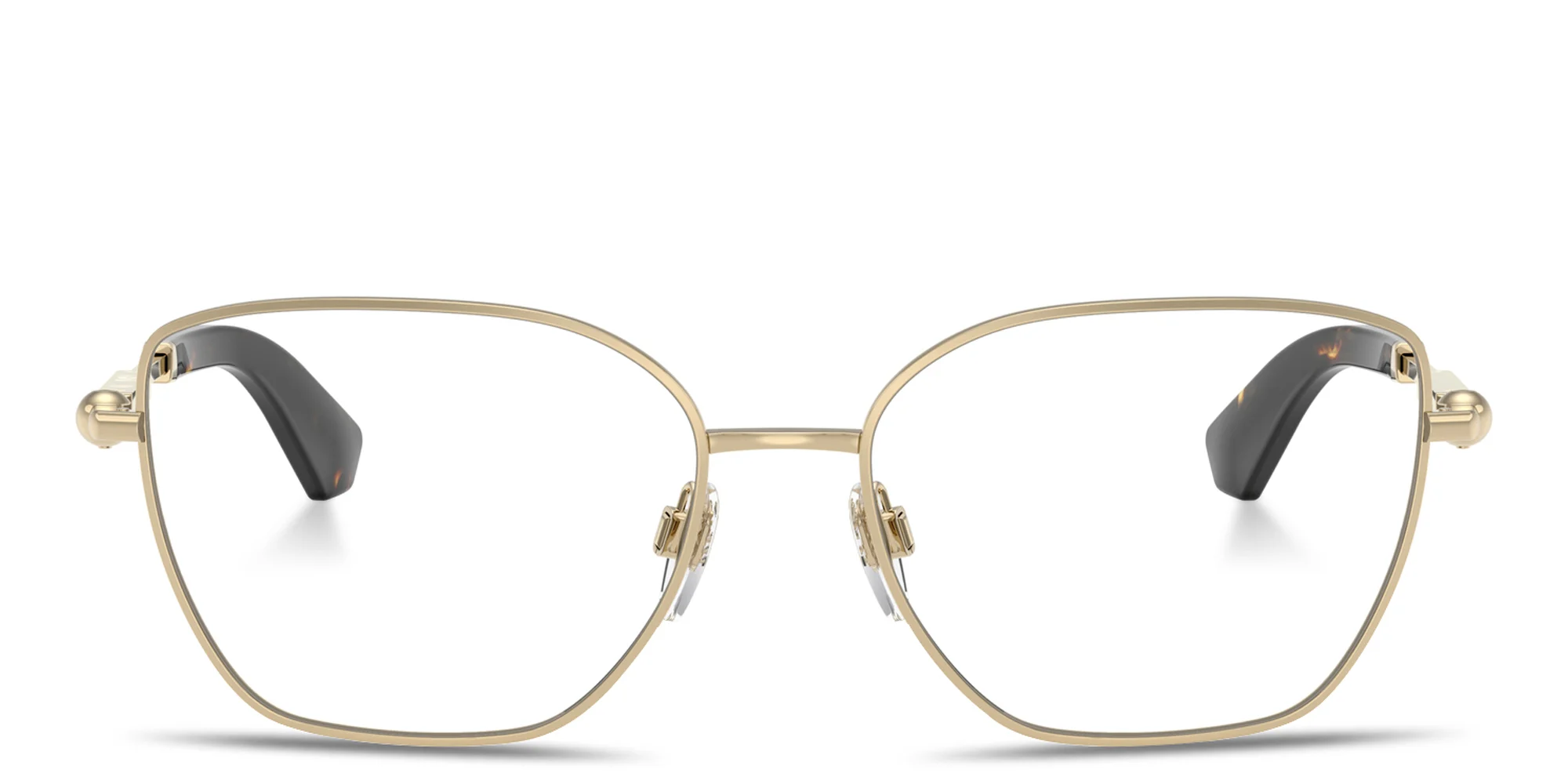 Shop BURBERRY Logo-Engraved Cat-Eye Eyeglasses in Light Gold online.