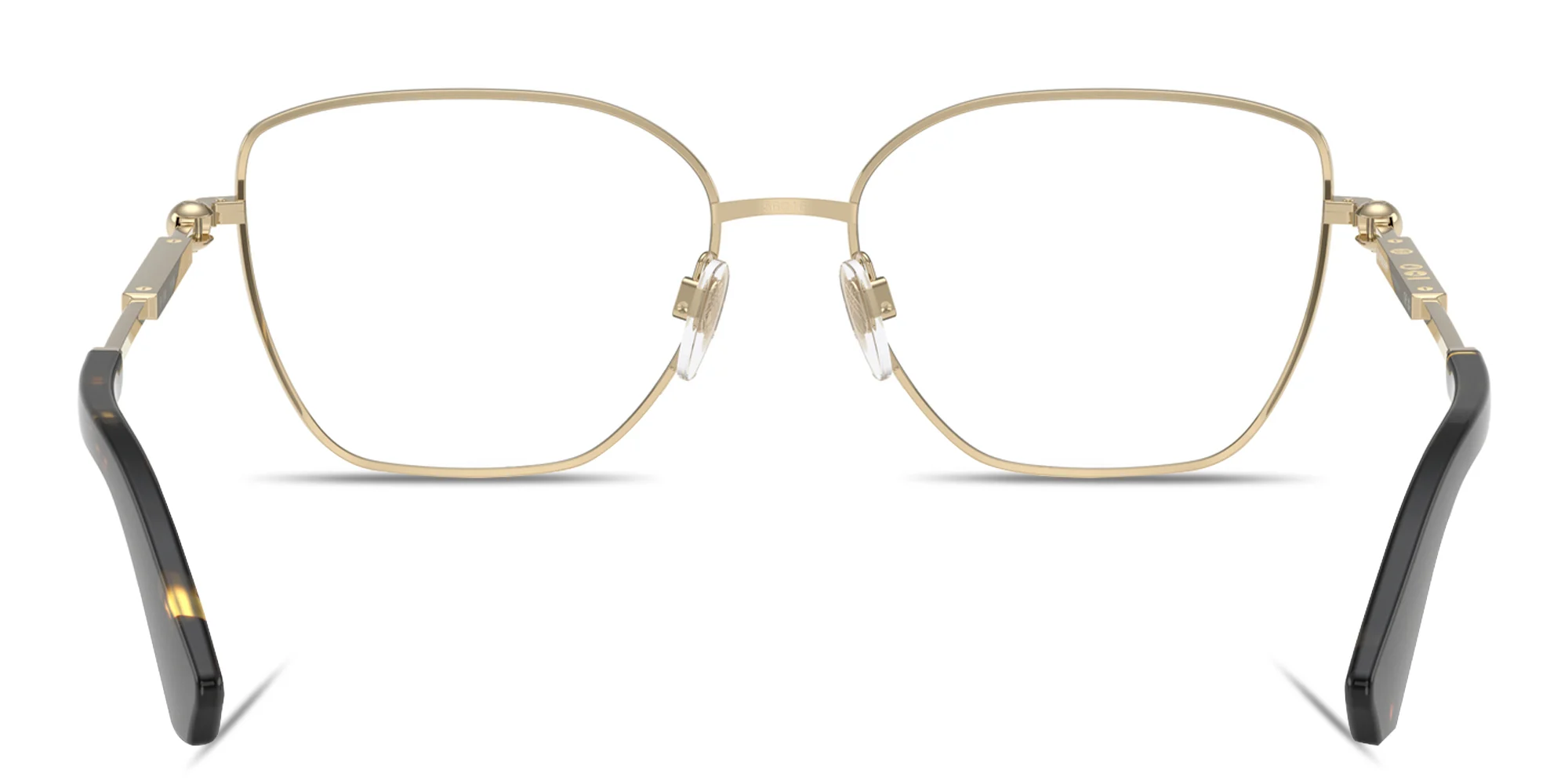 Shop BURBERRY Logo-Engraved Cat-Eye Eyeglasses in Light Gold online.