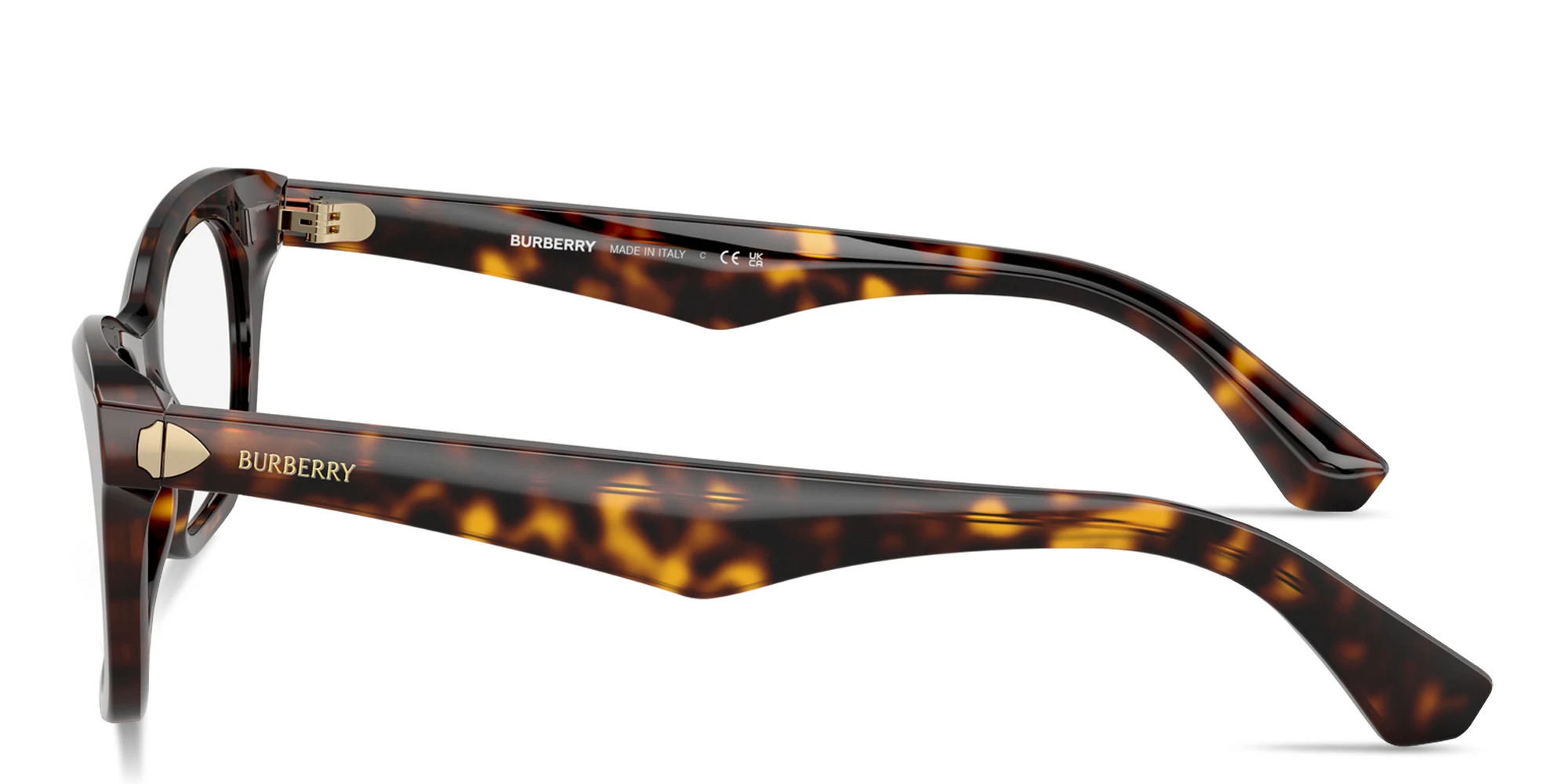 Shop BURBERRY Shield Hinge Rectangle Eyeglasses in Dark Havana online.