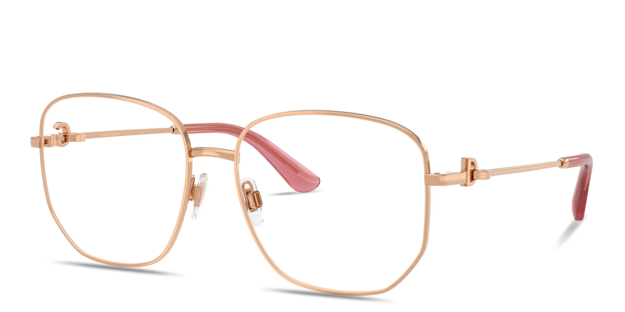 Shop Dolce & Gabbana DNA Wide Panthos Eyeglasses in Rose Gold online.
