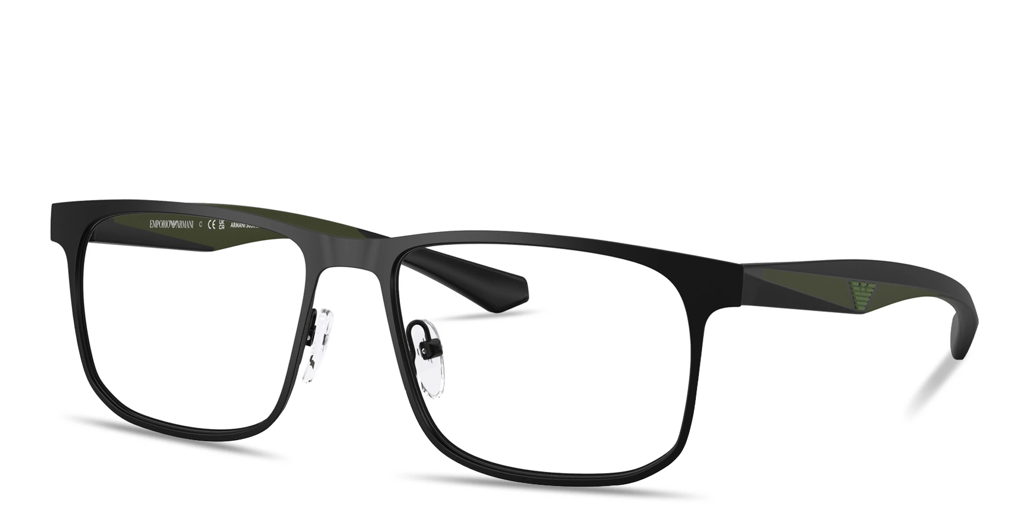 Shop Emporio Armani Essential Leisure Wide Square Eyeglasses in Matte Black online.