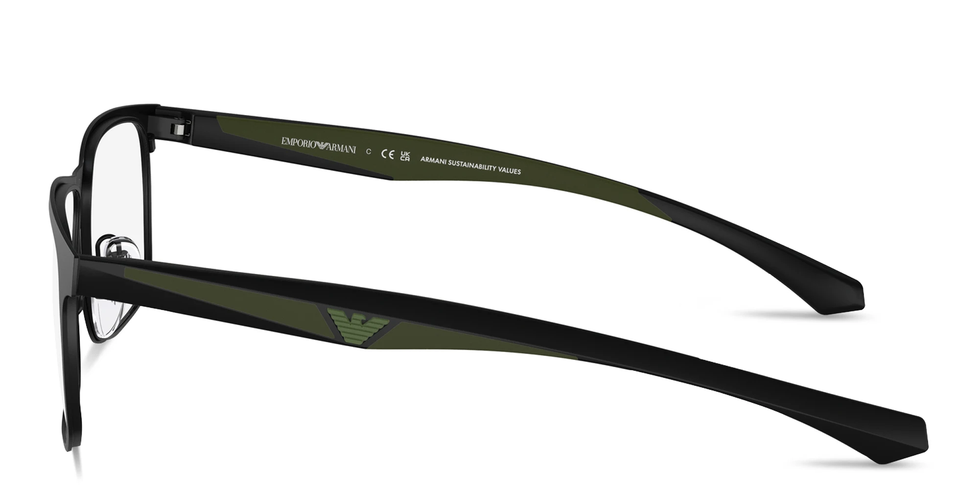 Shop Emporio Armani Essential Leisure Wide Square Eyeglasses in Matte Black online.