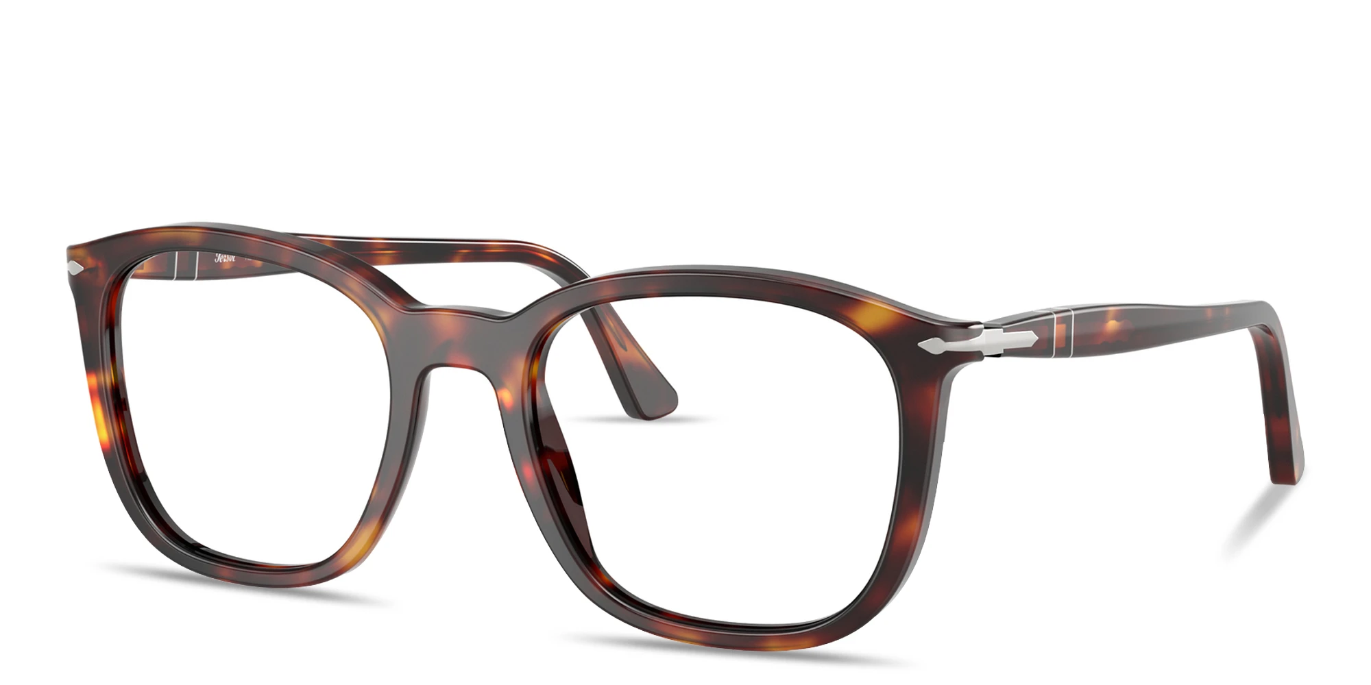 Shop PERSOL Arrow Emblem Unisex Square Eyeglasses in Havana online.