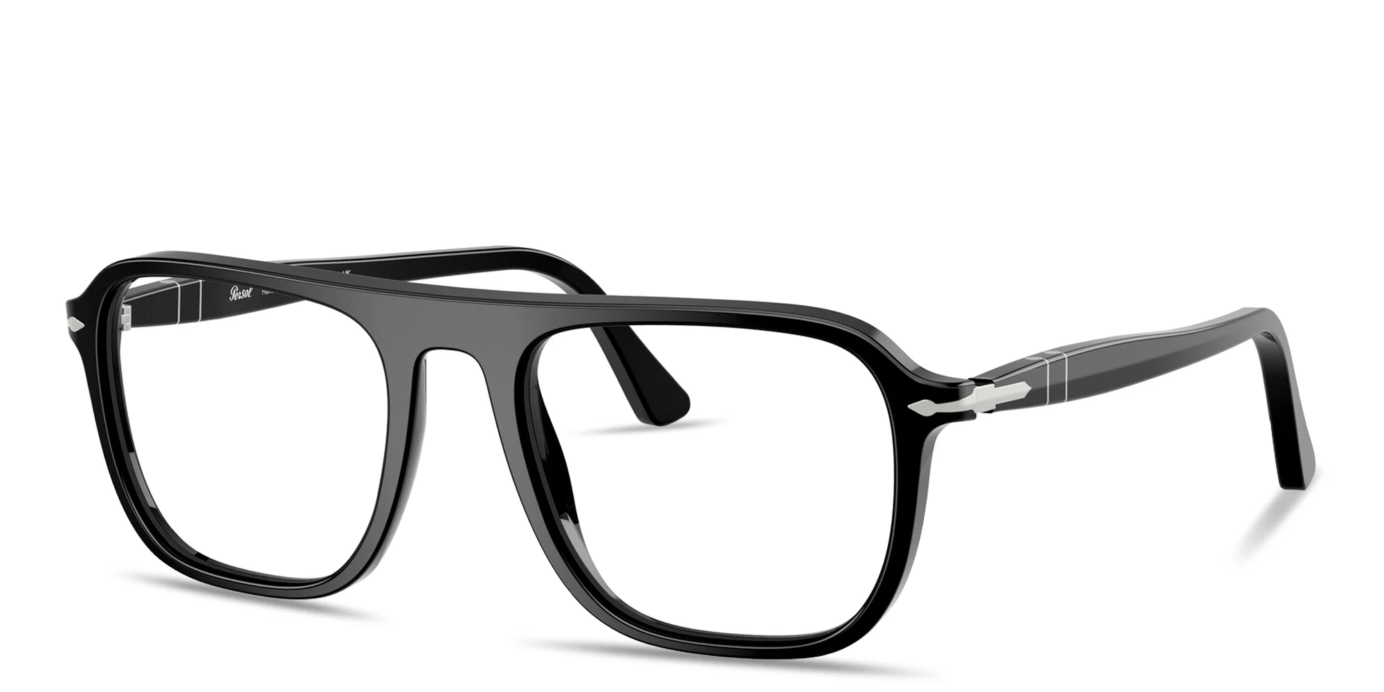 Shop PERSOL Jacques Unisex Square Eyeglasses in Black online.