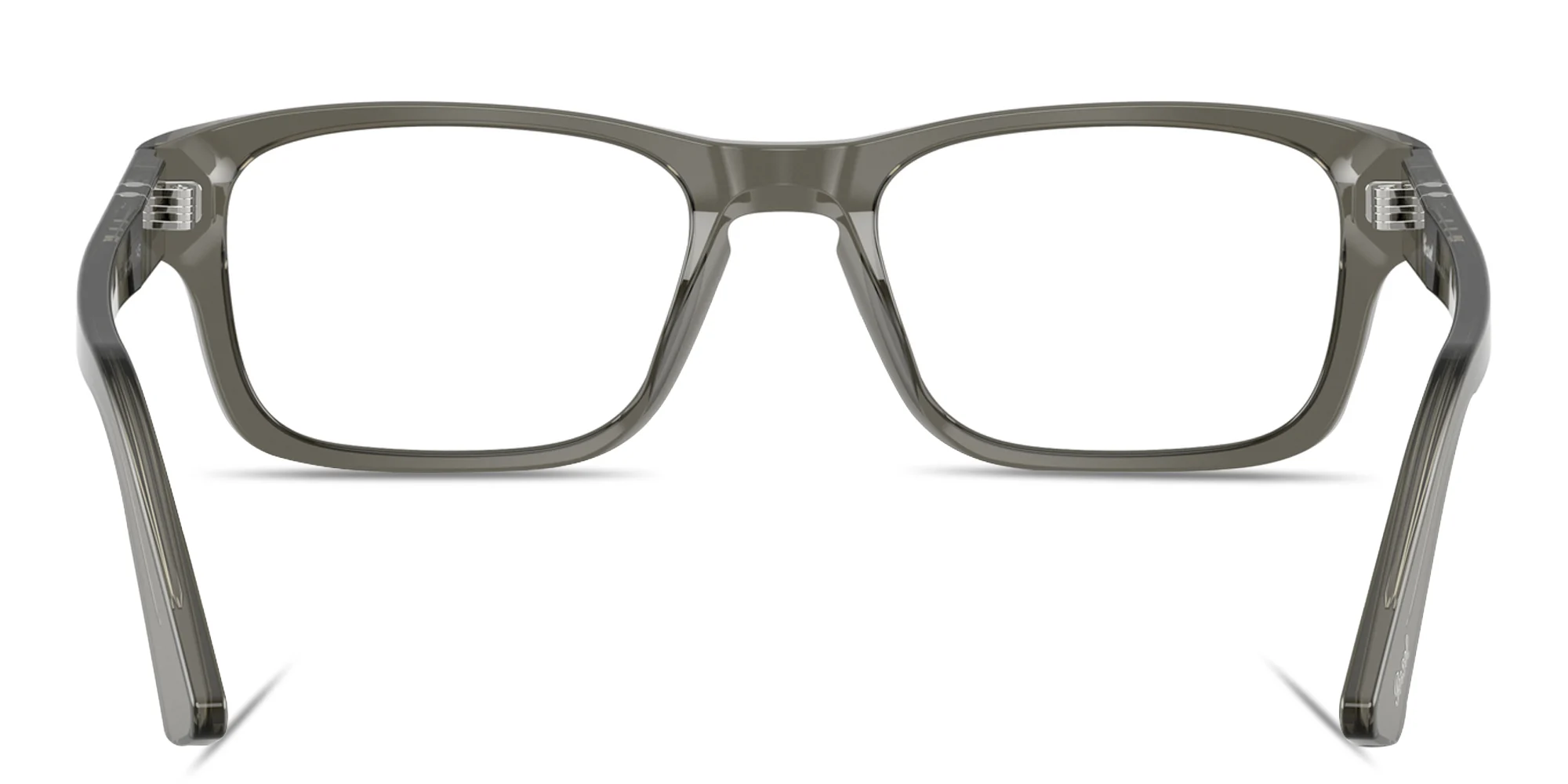 Shop PERSOL Arrow Emblem Rectangle Eyeglasses in Smoke online.