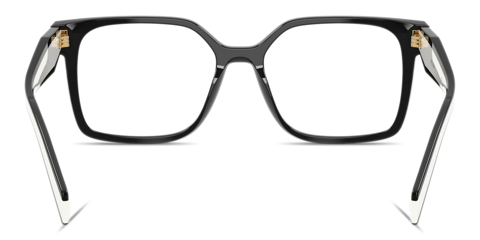 Shop PRADA Logo Signature Rectangle Eyeglasses in Black online.