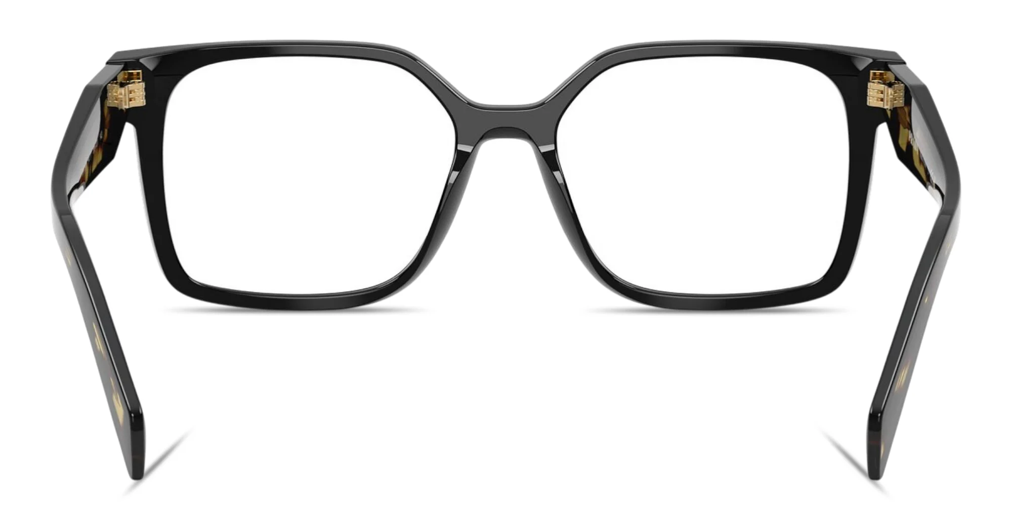 Shop PRADA Logo Signature Rectangle Eyeglasses in Shiny Black online.