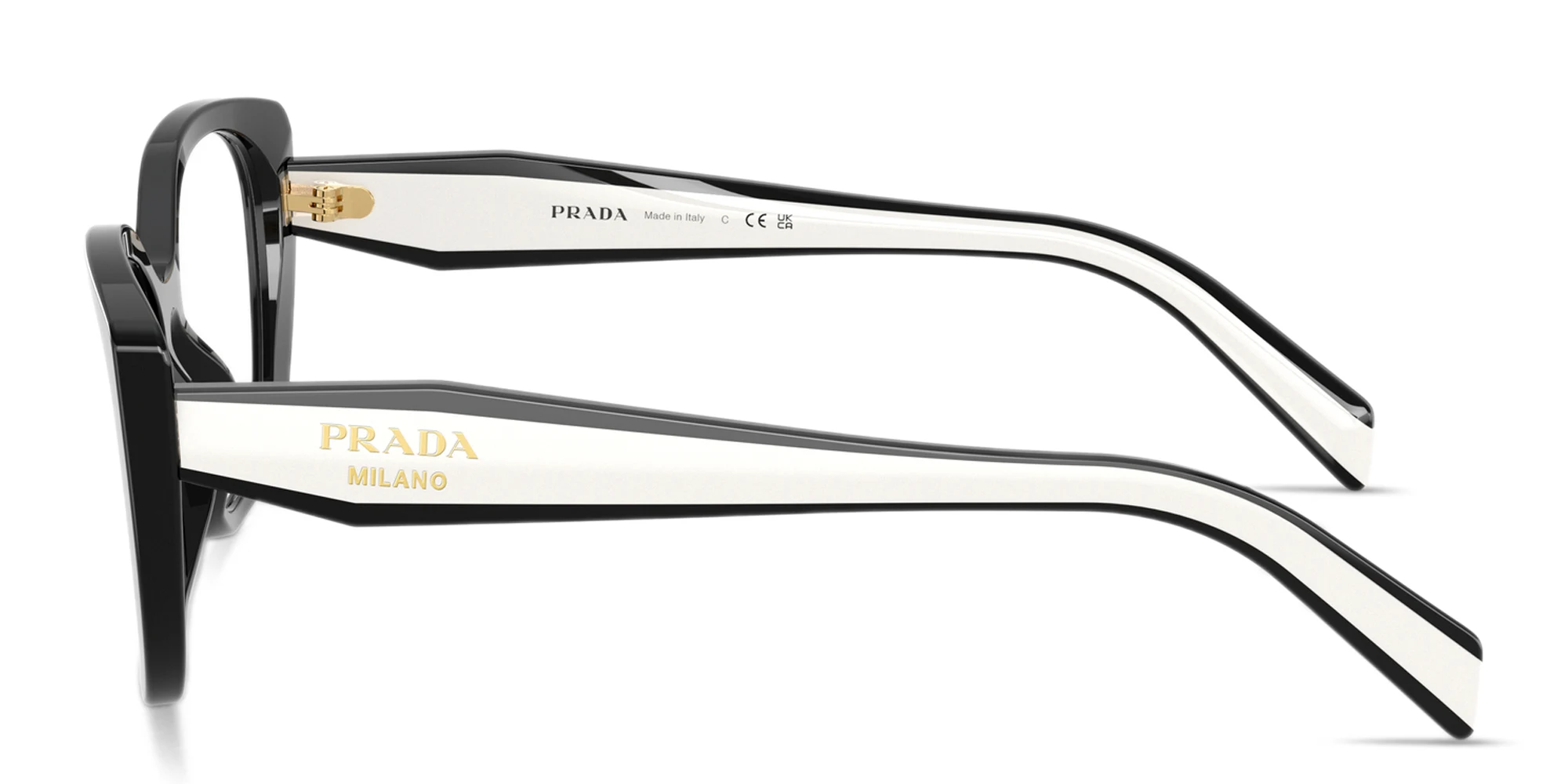 Shop PRADA Logo Signature Cat-Eye Eyeglasses in Black online.