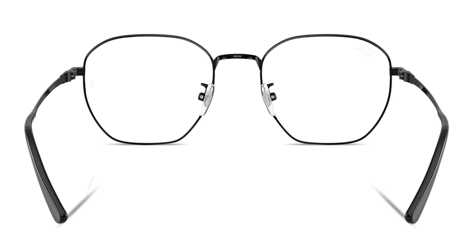Shop Ray-Ban Logo-Engraved Unisex Irregular Eyeglasses in Black online.